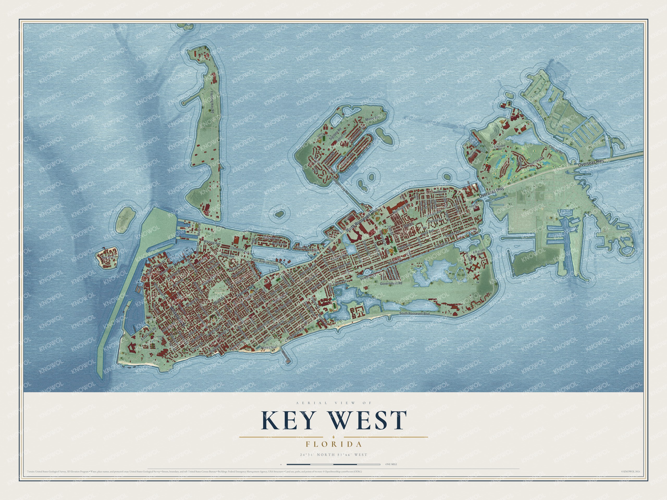 Watermarked full-map preview of Key West, Florida