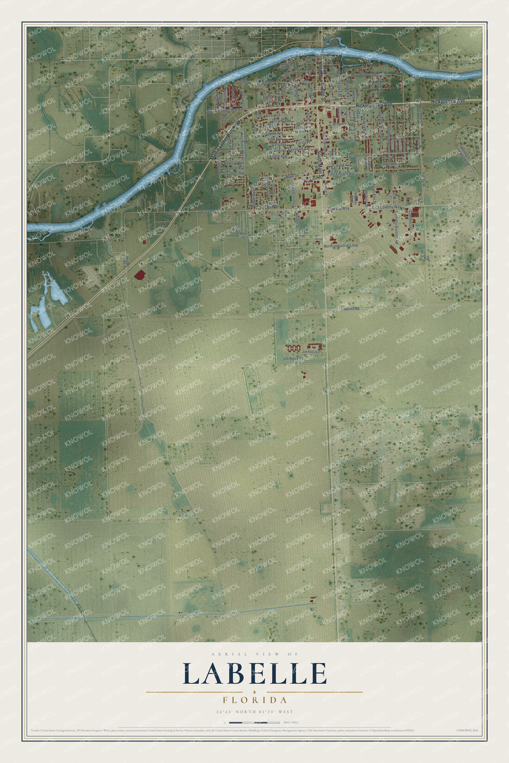 Watermarked full-map preview of LaBelle, Florida
