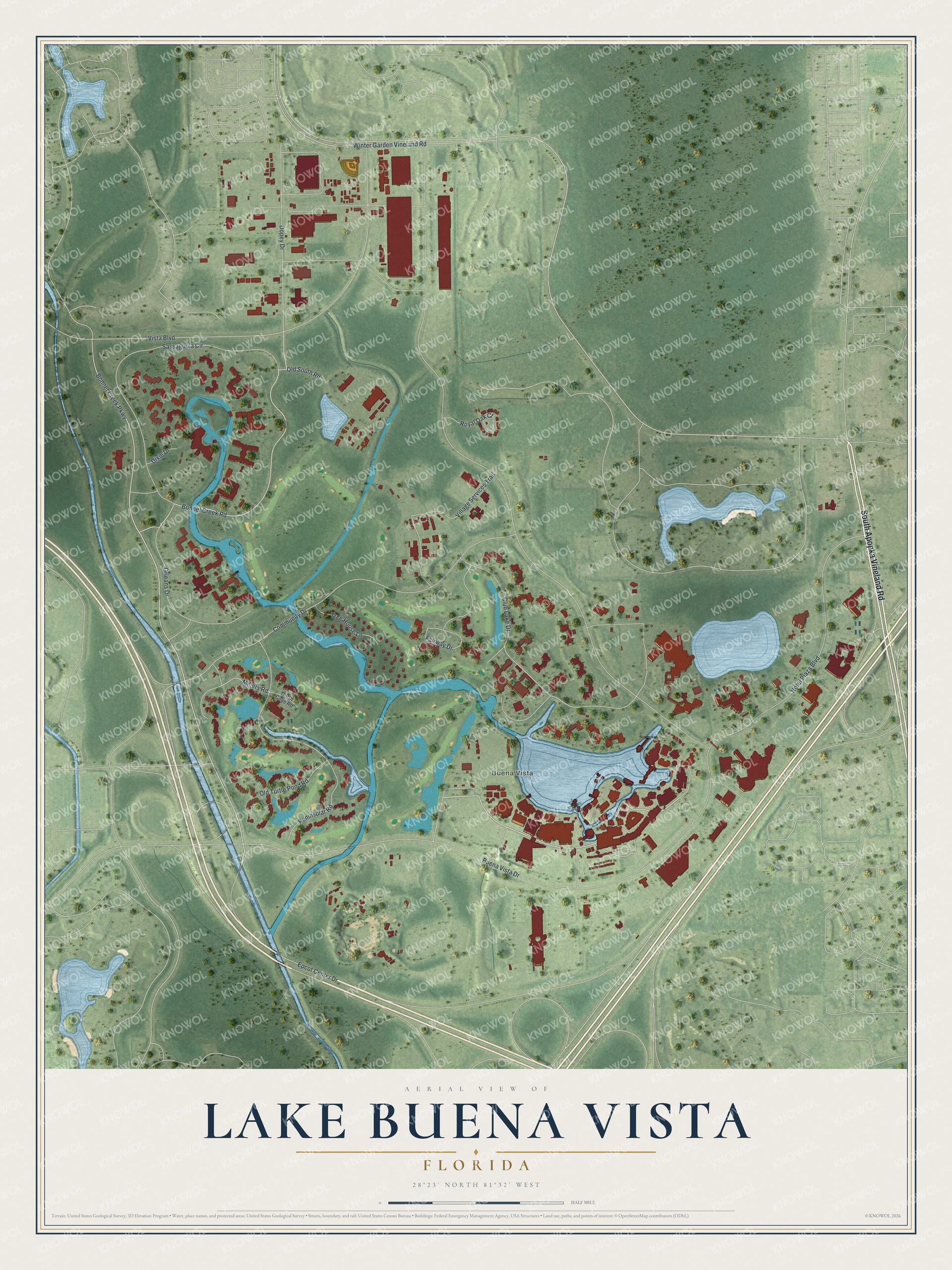 Watermarked full-map preview of Lake Buena Vista, Florida