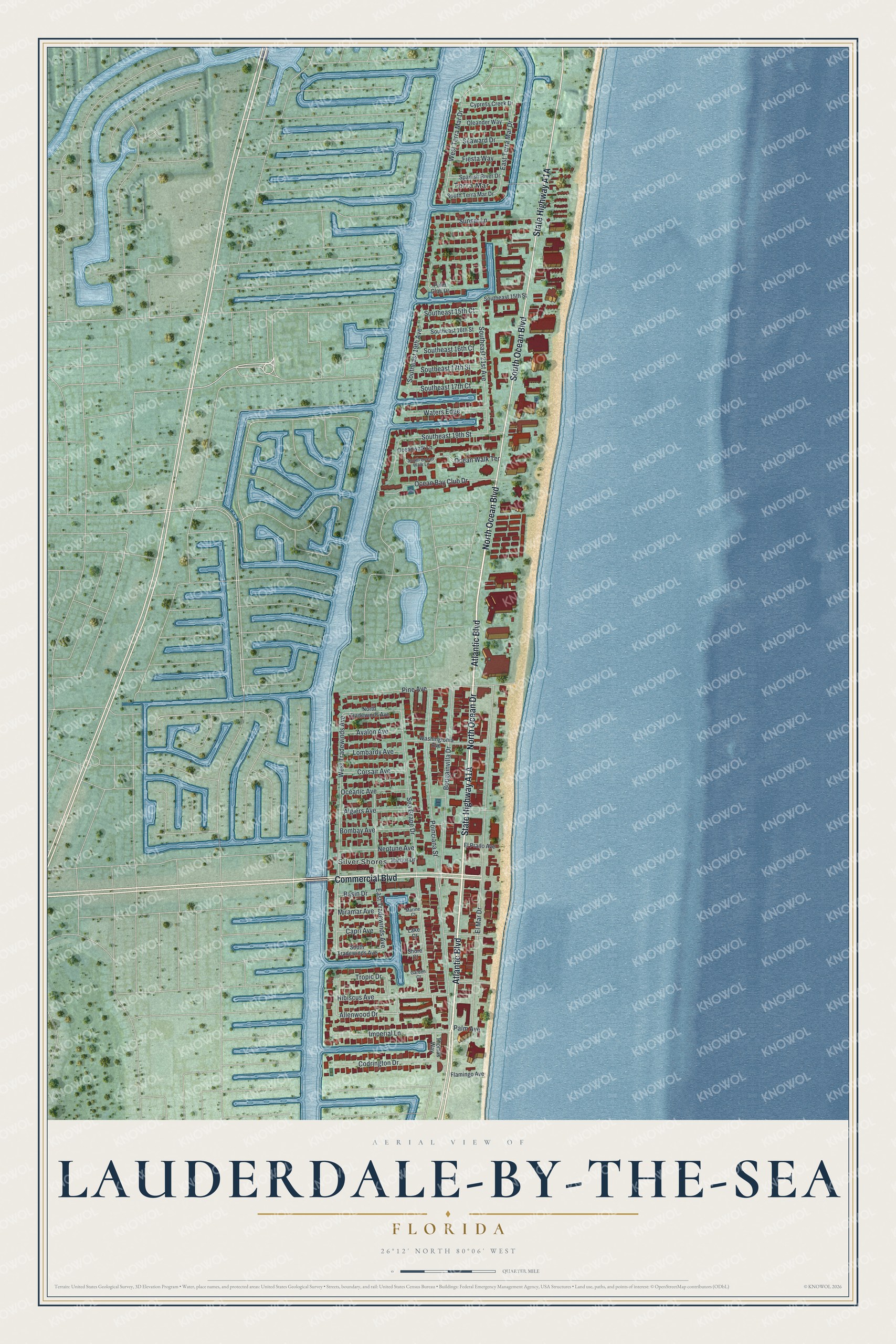 Watermarked full-map preview of Lauderdale-by-the-Sea, Florida