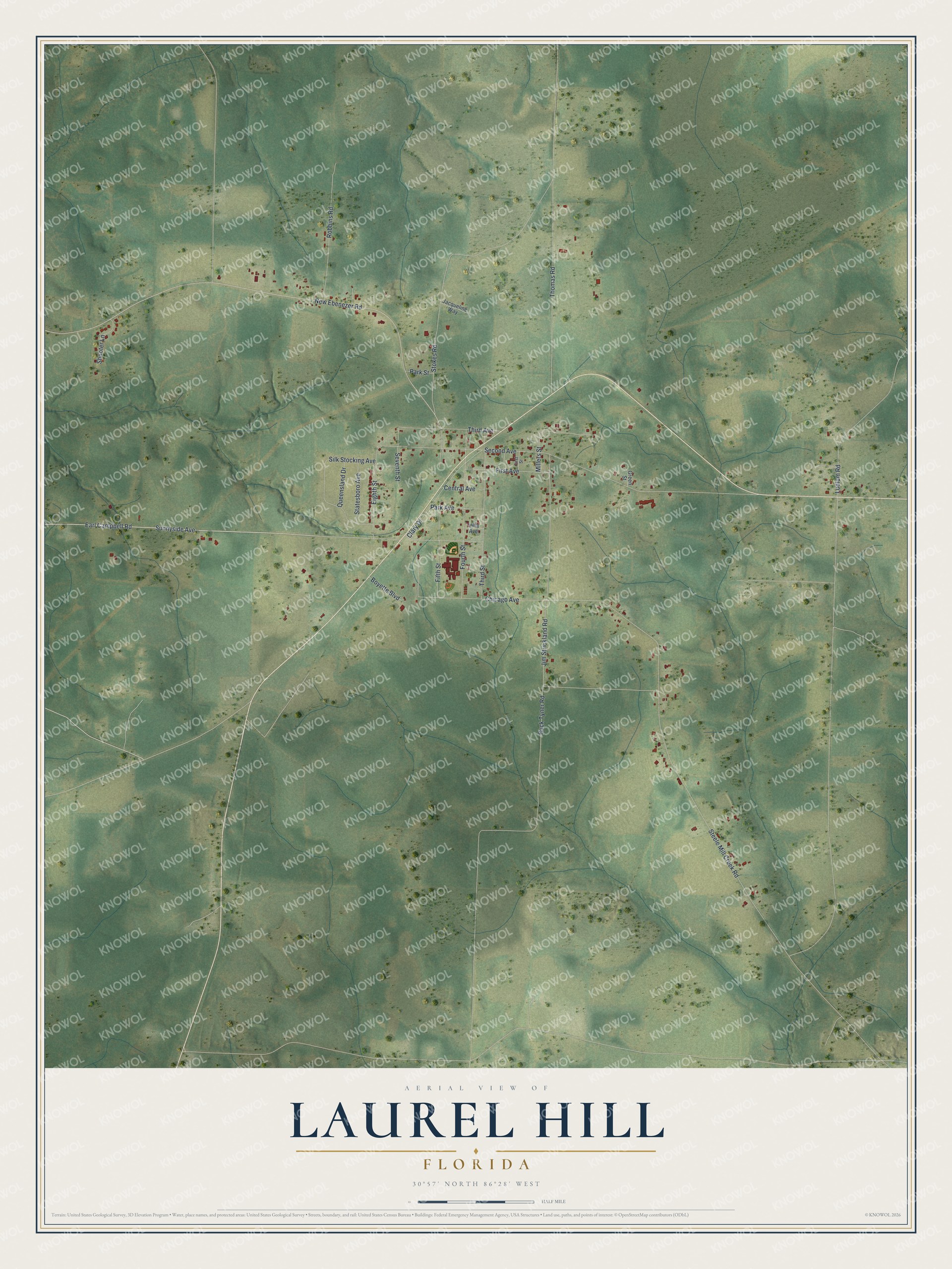 Watermarked full-map preview of Laurel Hill, Florida