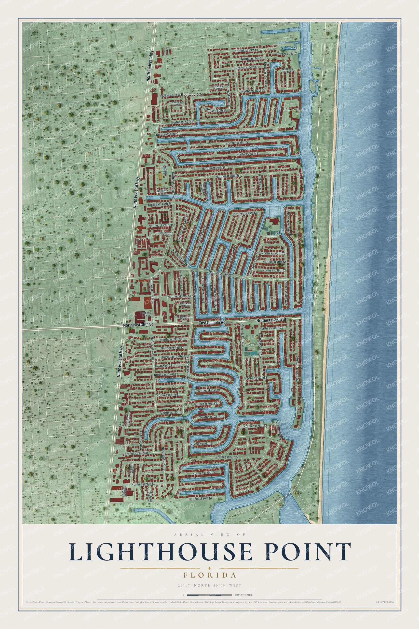 Watermarked full-map preview of Lighthouse Point, Florida