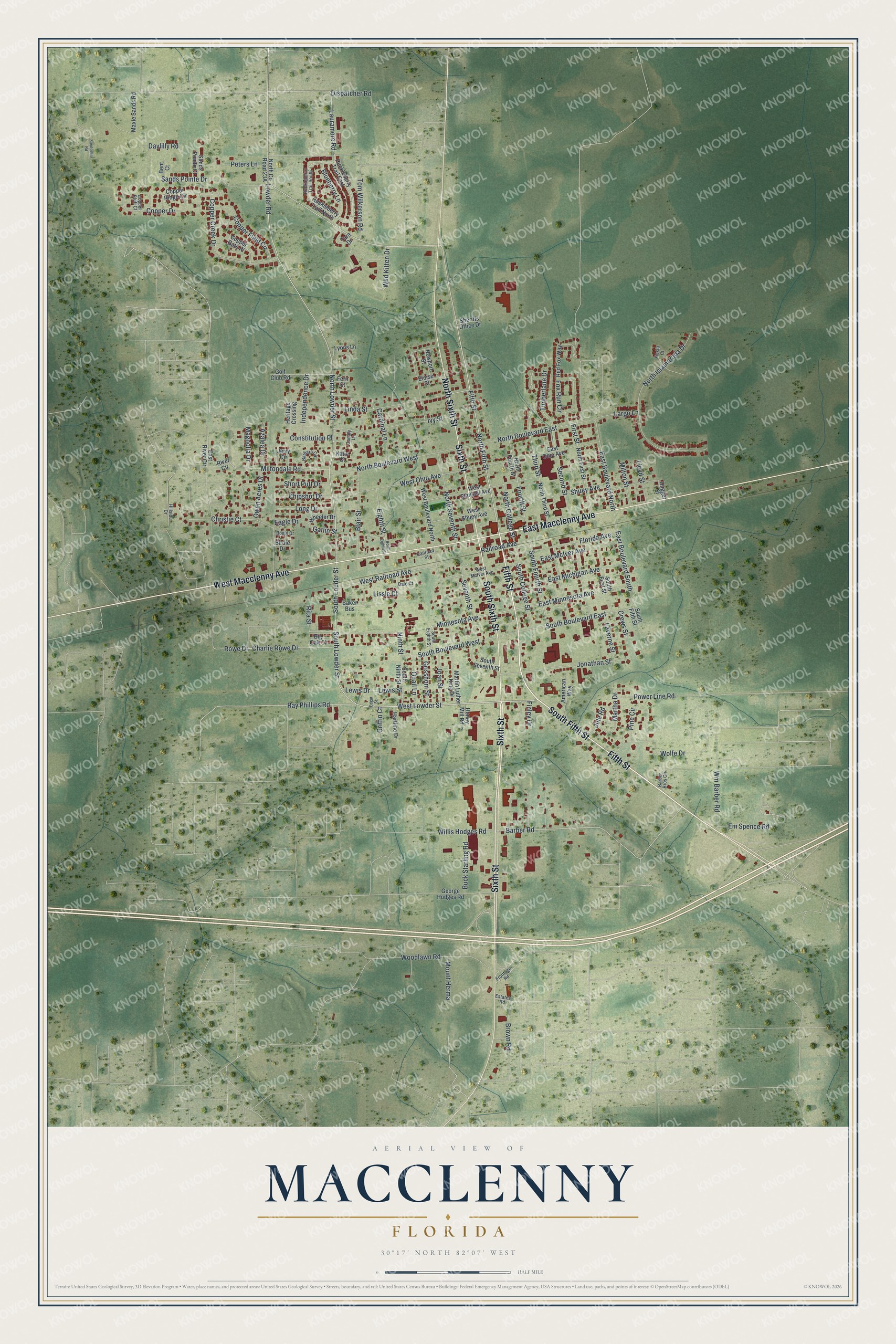 Watermarked full-map preview of Macclenny, Florida
