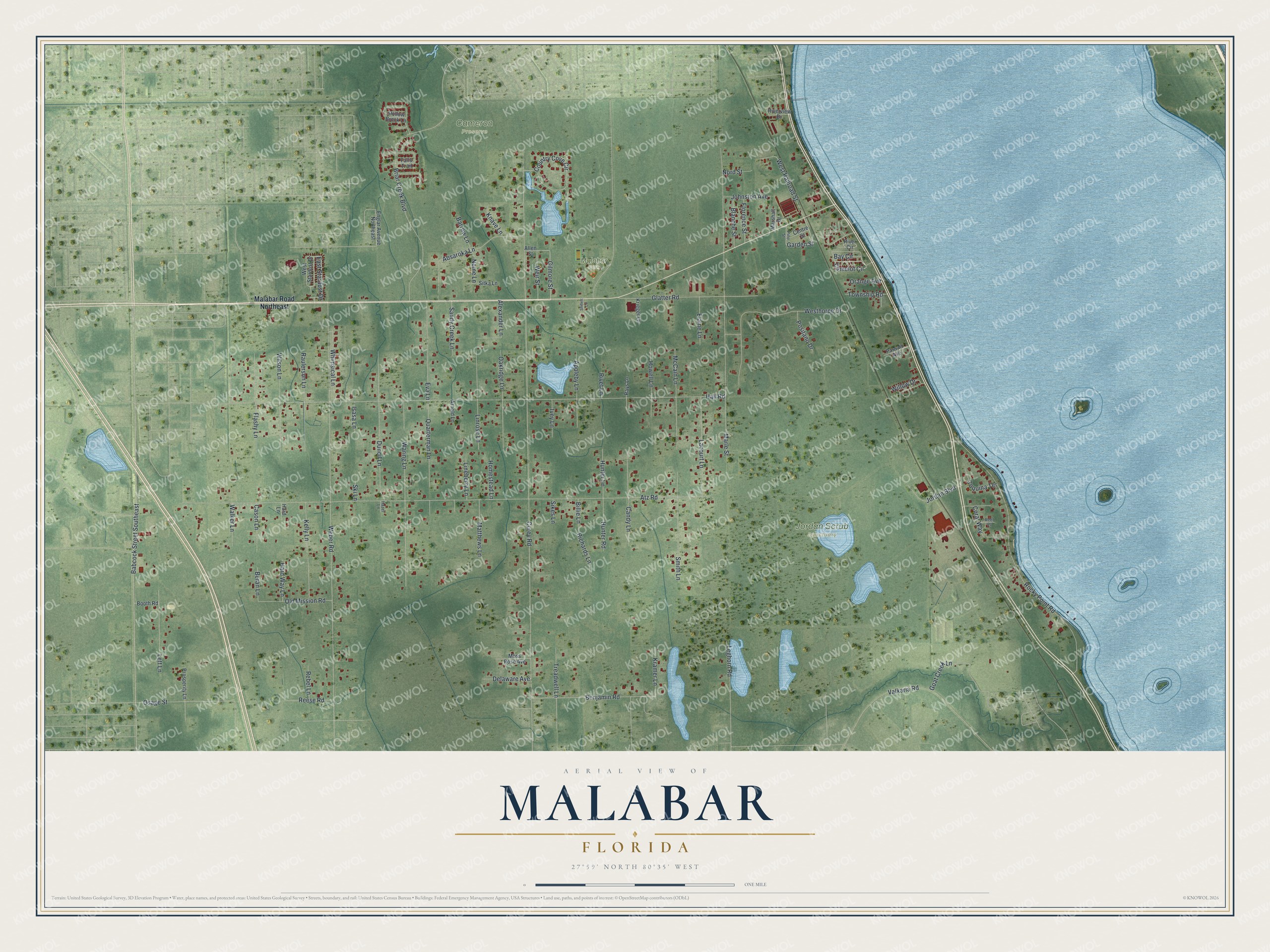 Watermarked full-map preview of Malabar, Florida