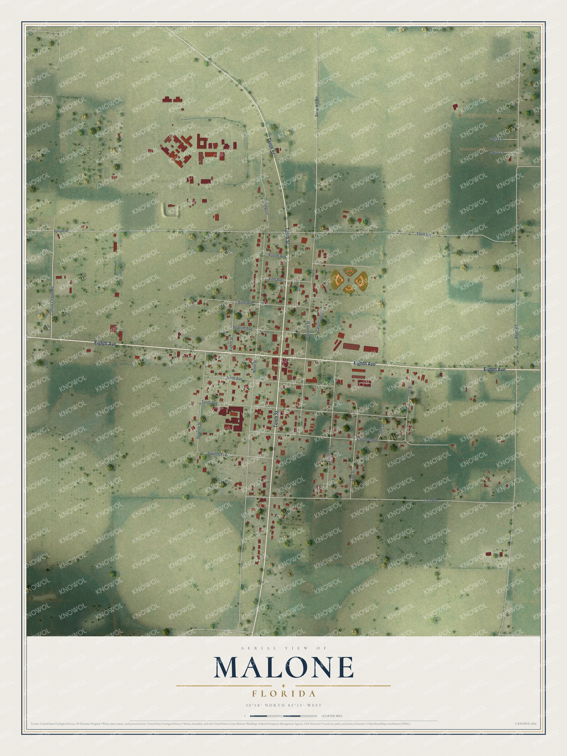 Watermarked full-map preview of Malone, Florida