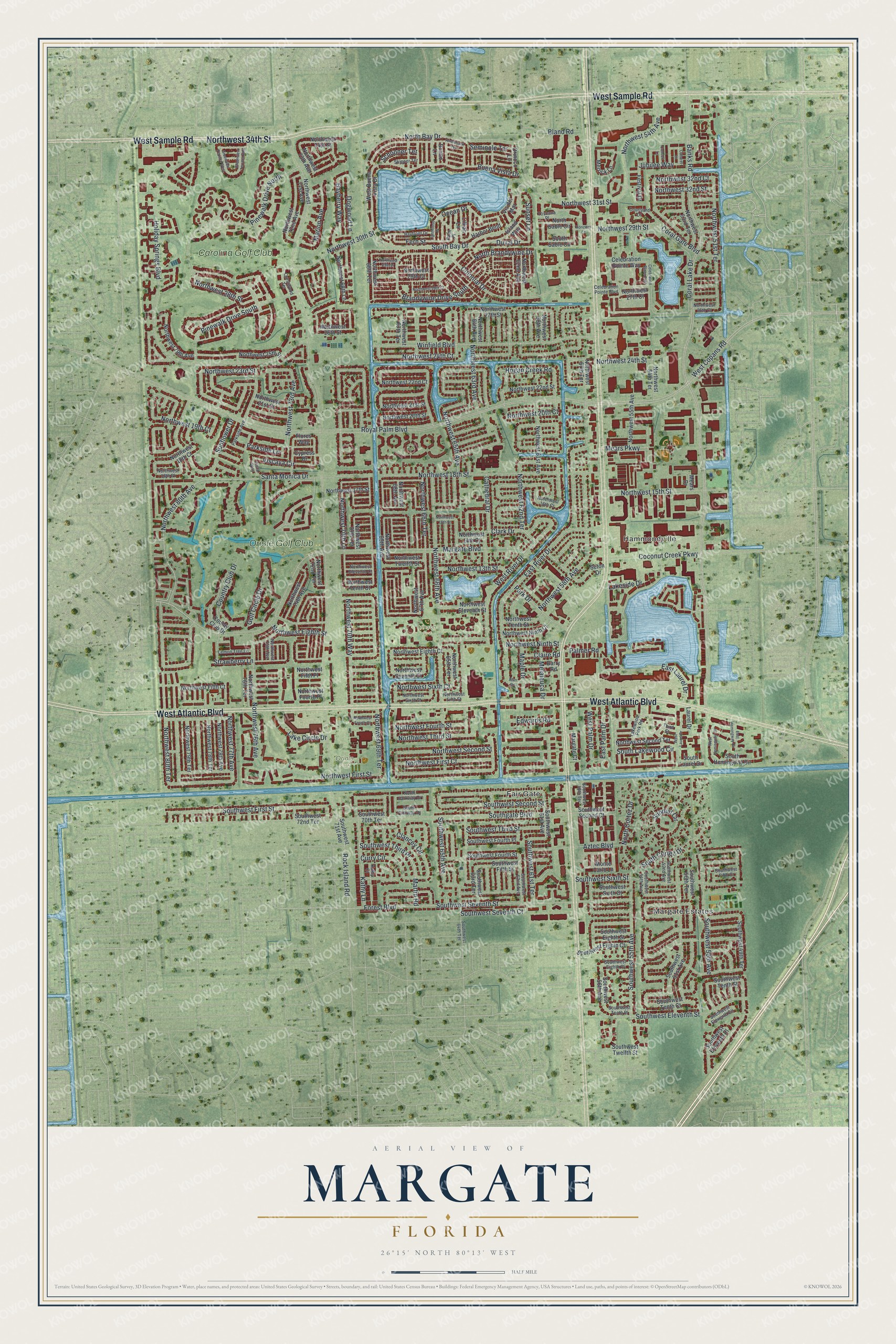 Watermarked full-map preview of Margate, Florida