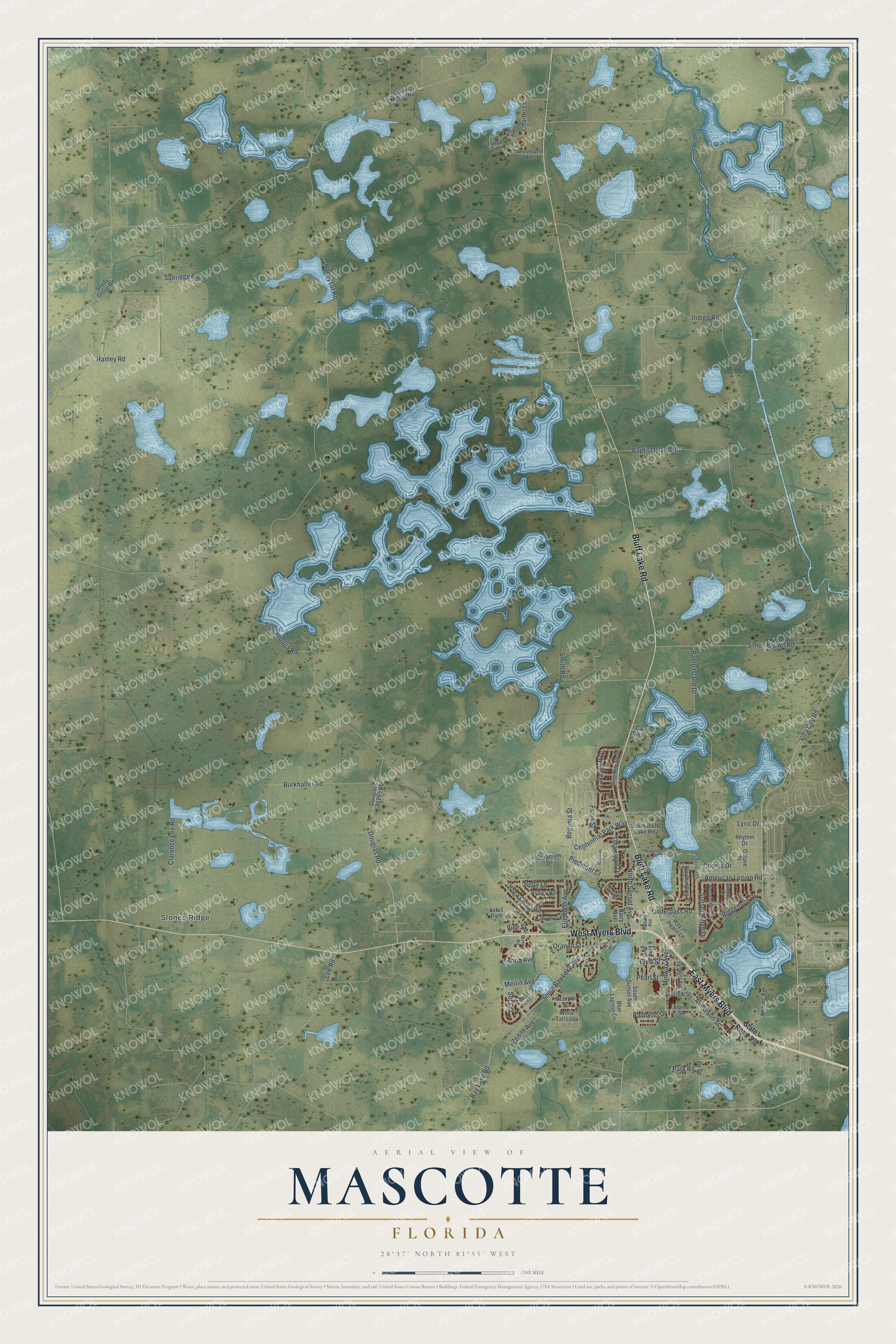Watermarked full-map preview of Mascotte, Florida
