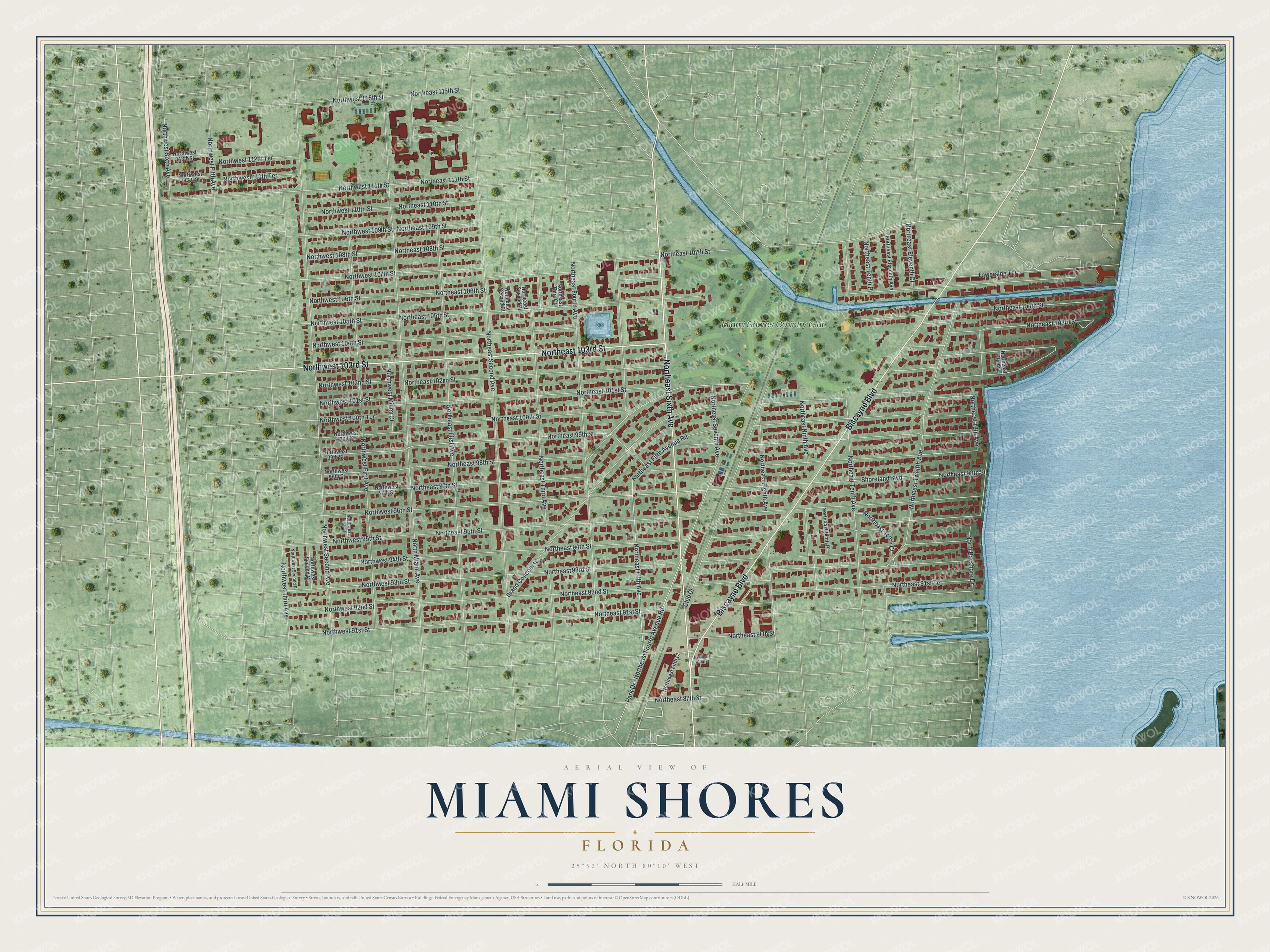 Watermarked full-map preview of Miami Shores, Florida