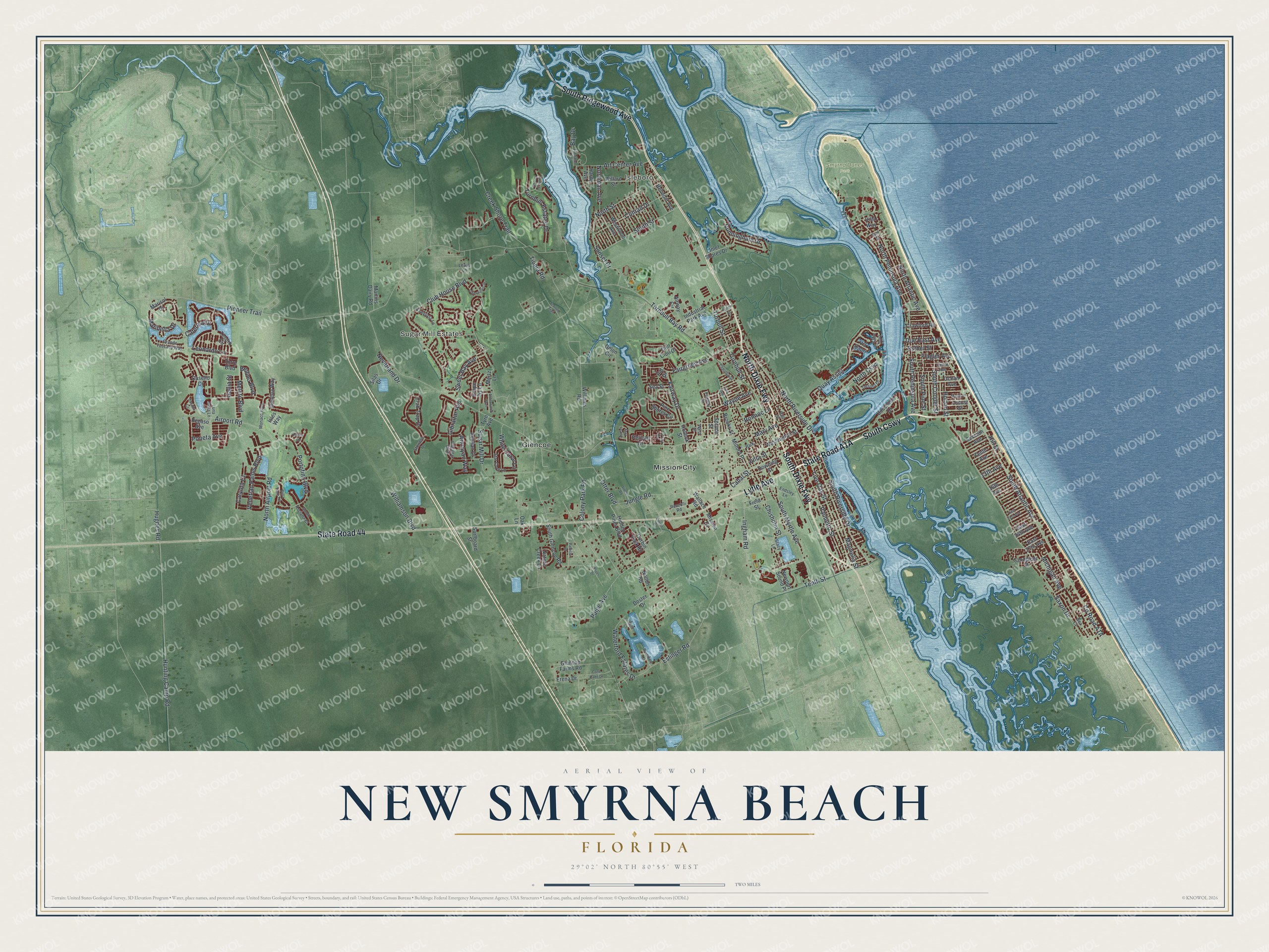 Watermarked full-map preview of New Smyrna Beach, Florida