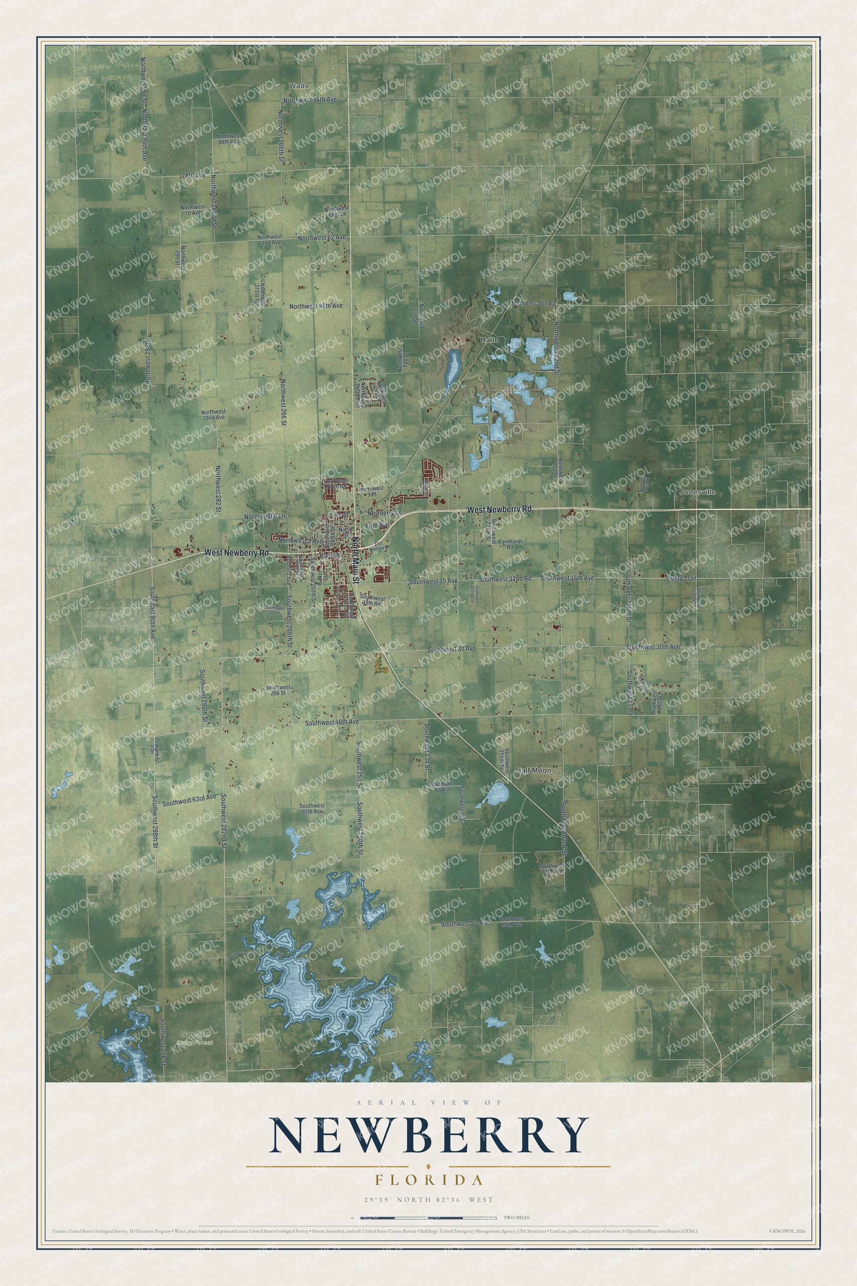 Watermarked full-map preview of Newberry, Florida