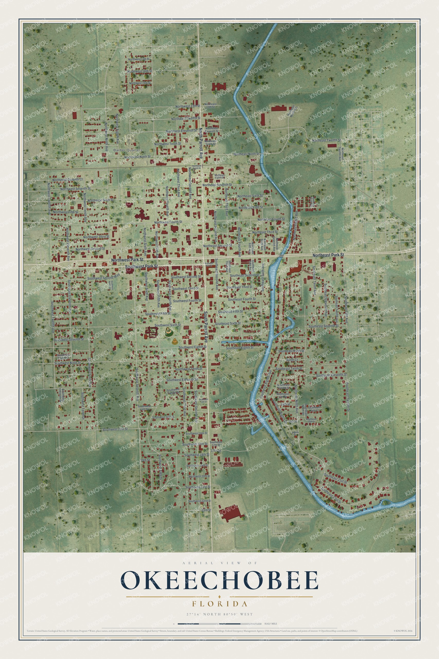 Watermarked full-map preview of Okeechobee, Florida