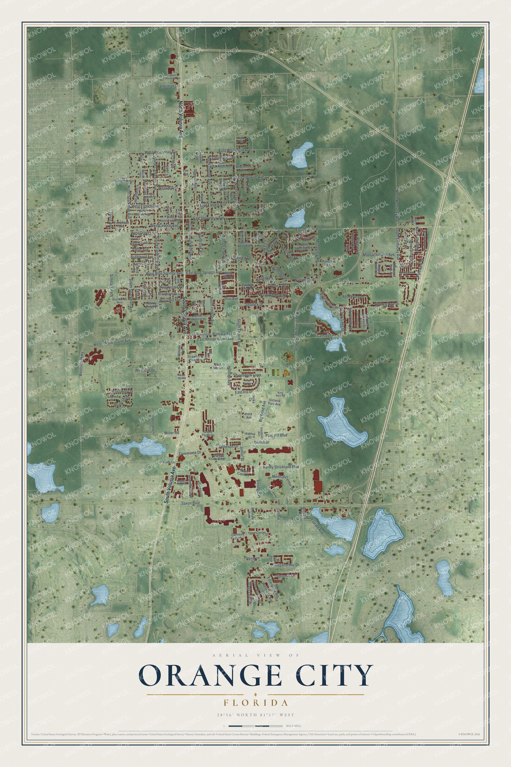 Watermarked full-map preview of Orange City, Florida