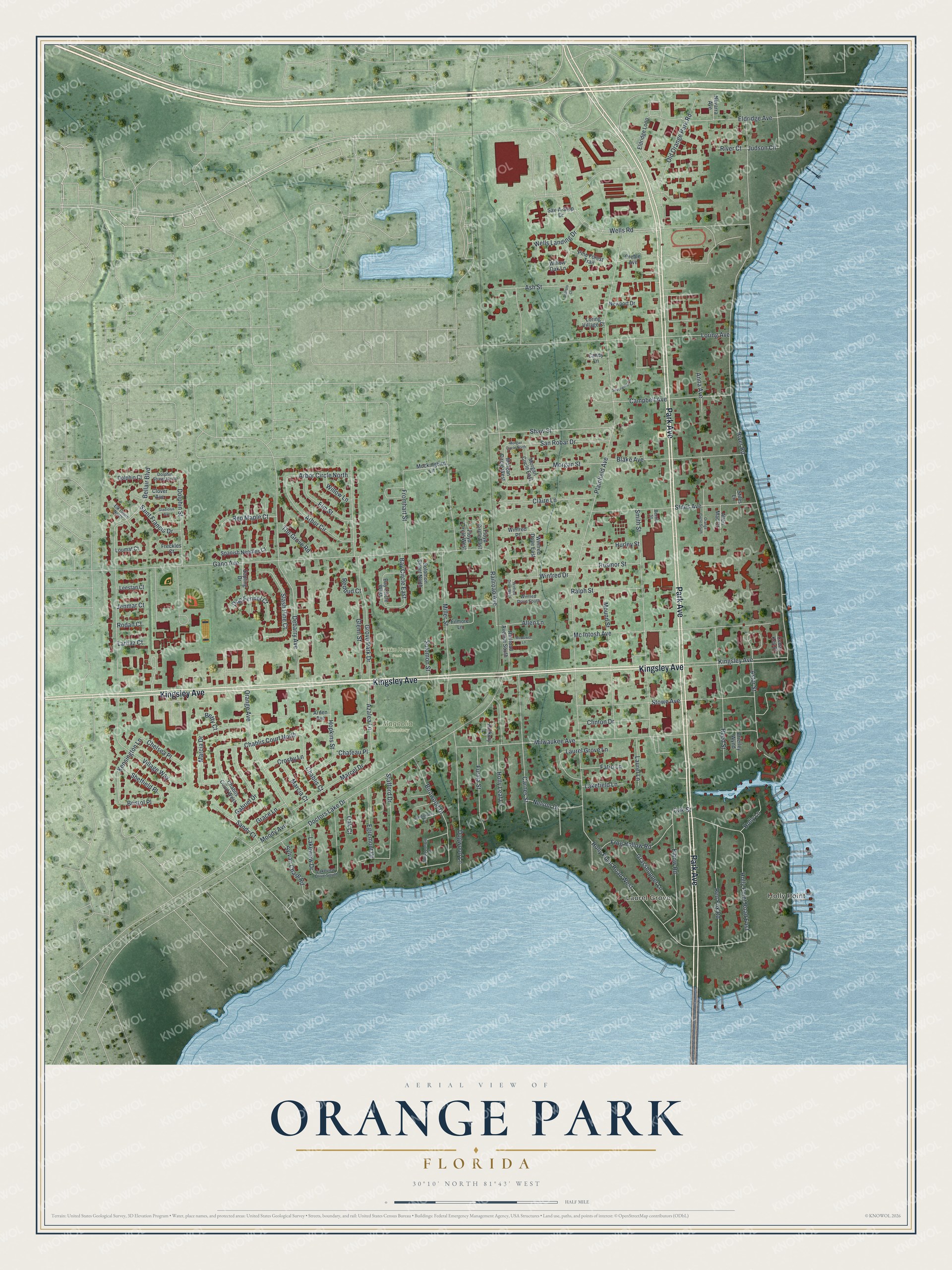 Watermarked full-map preview of Orange Park, Florida