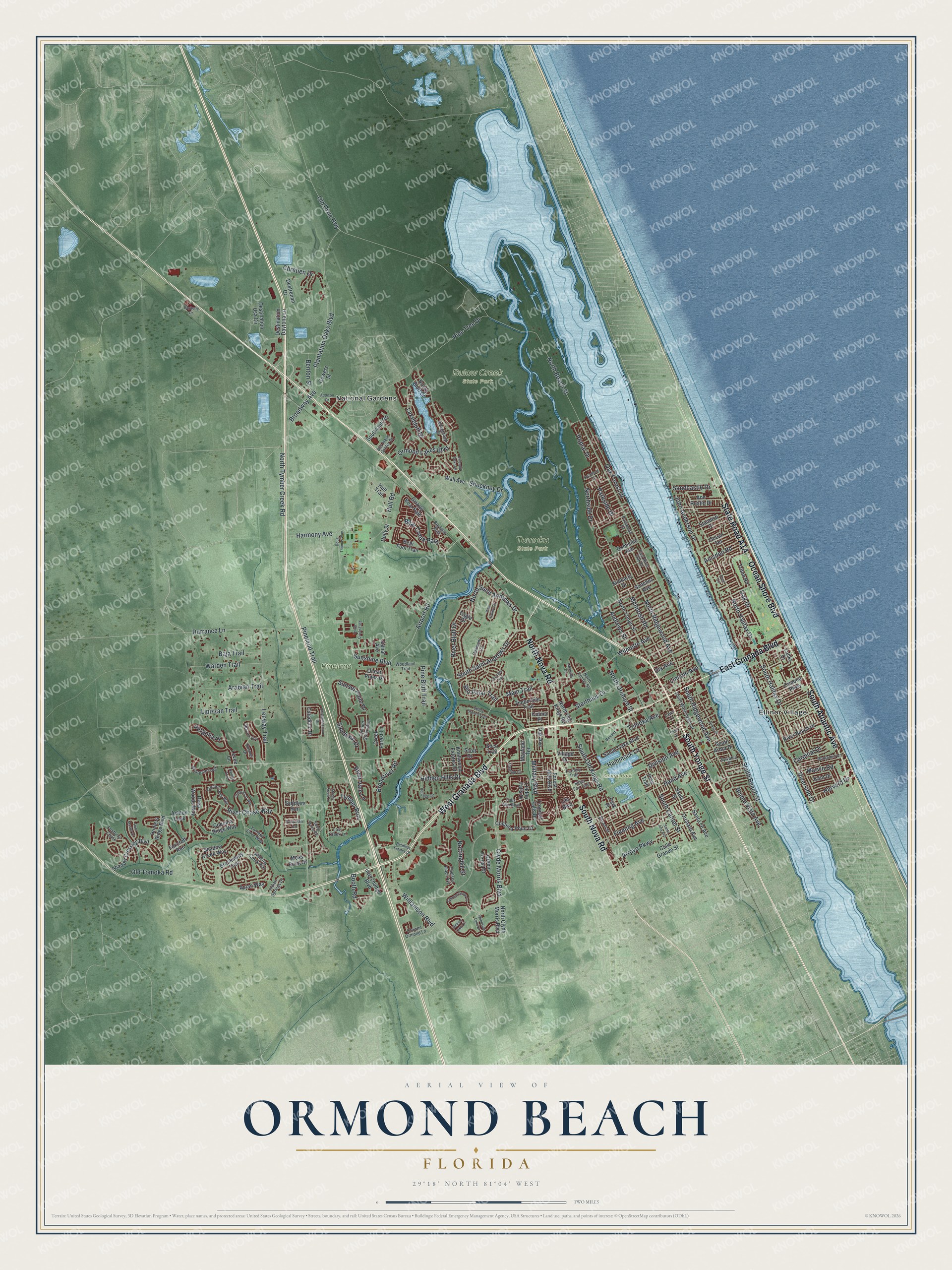 Watermarked full-map preview of Ormond Beach, Florida