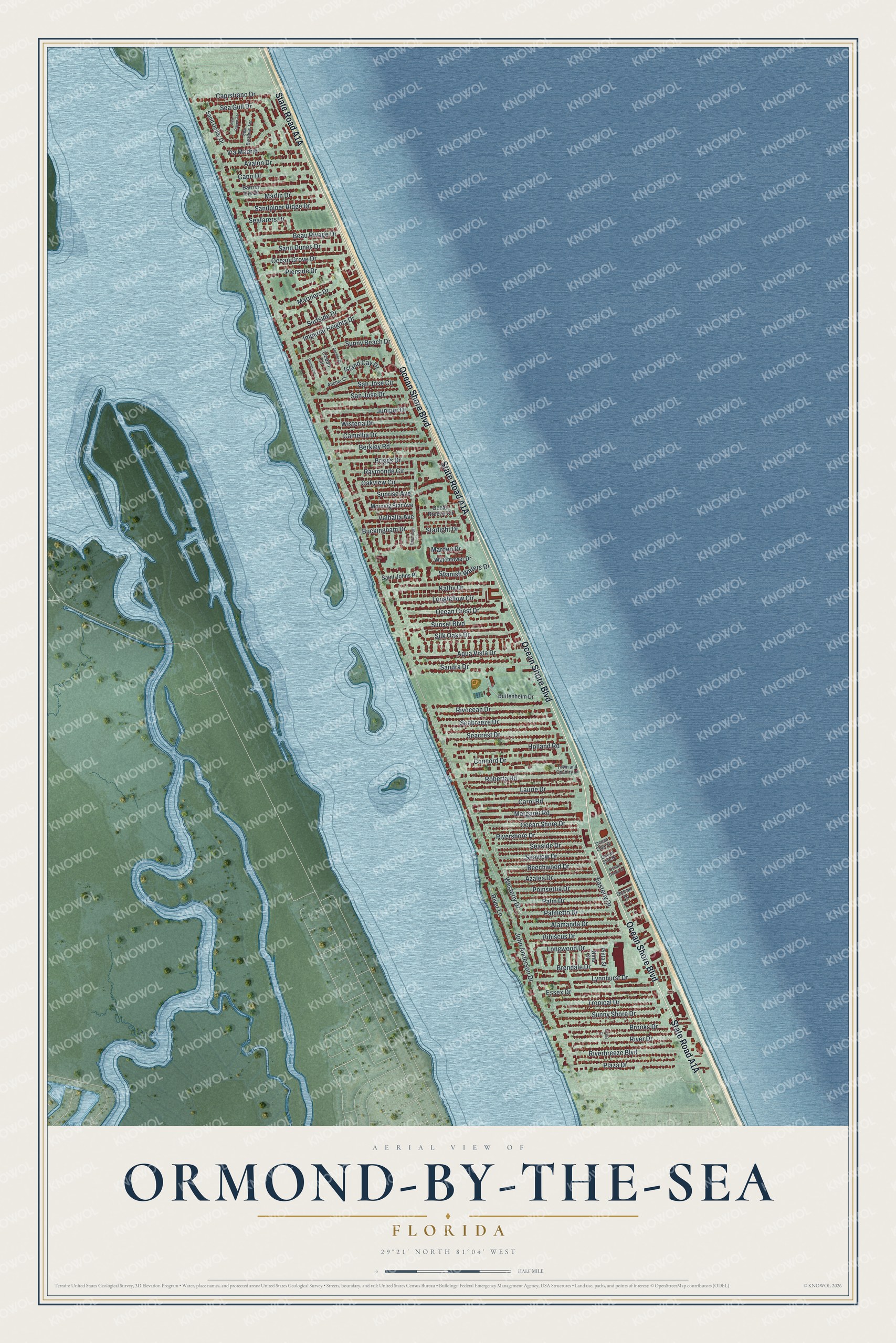 Watermarked full-map preview of Ormond-by-the-Sea, Florida