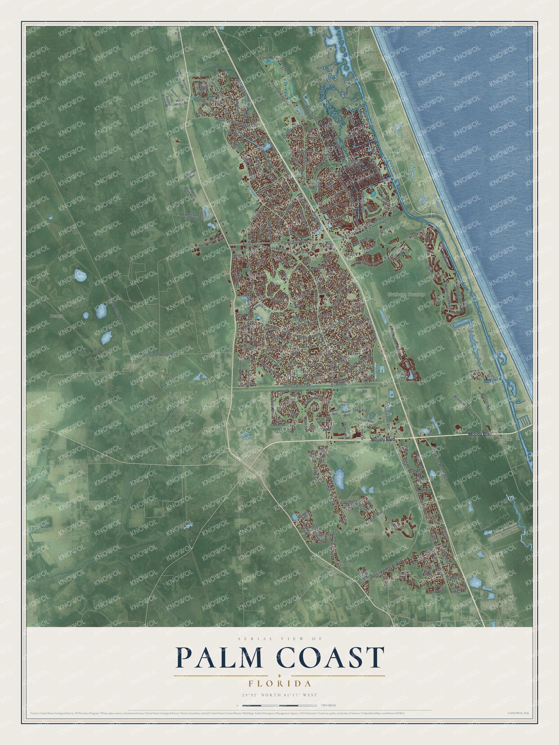 Watermarked full-map preview of Palm Coast, Florida