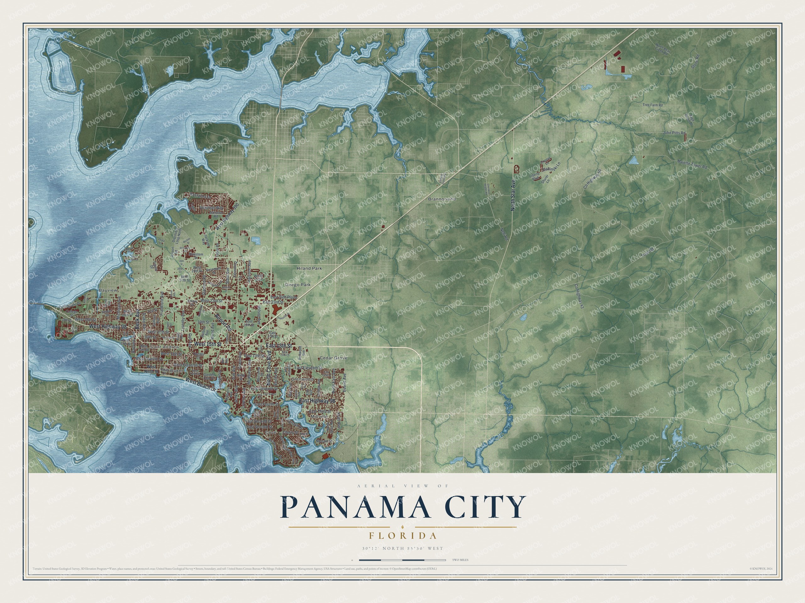 Watermarked full-map preview of Panama City, Florida