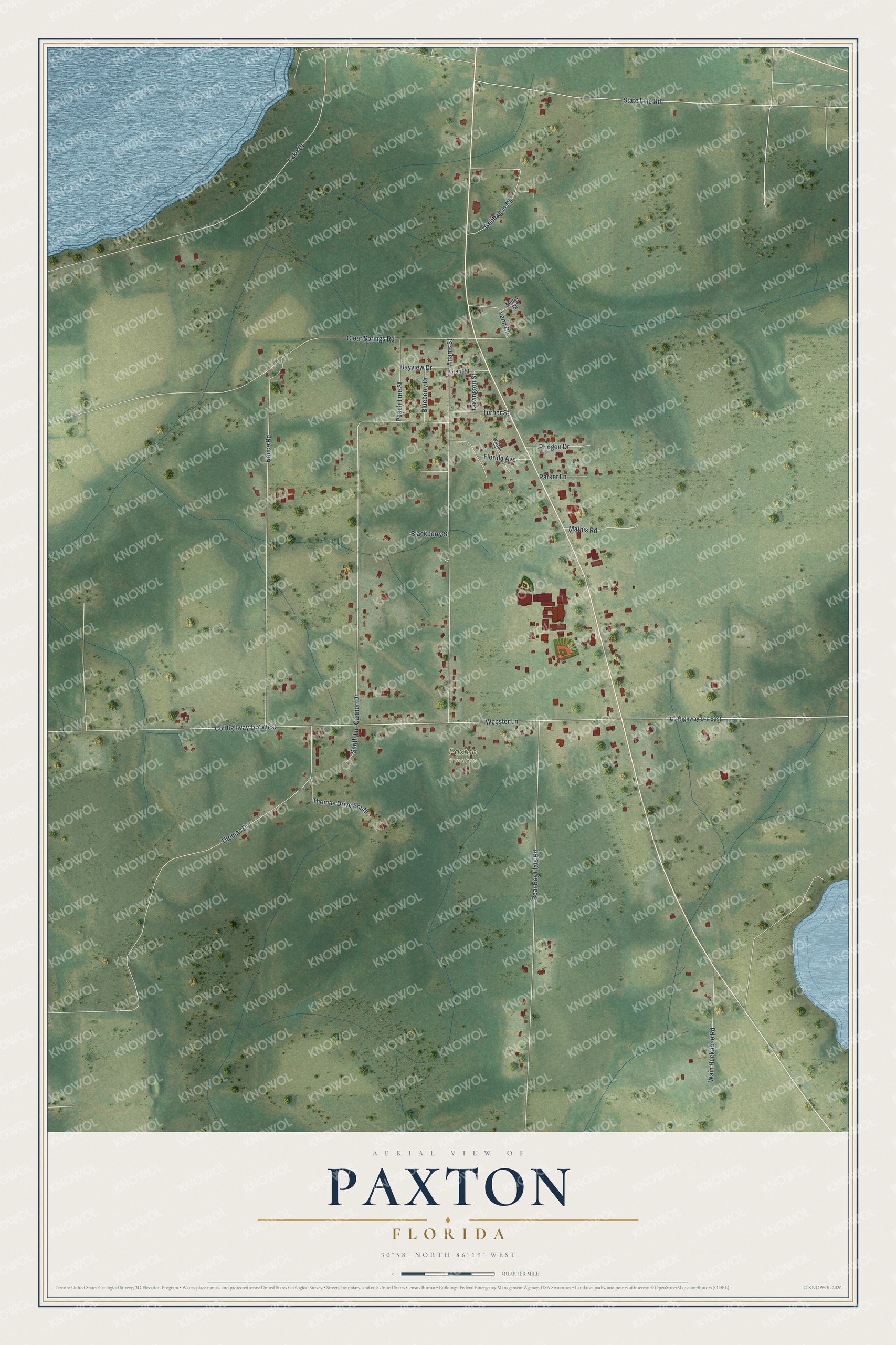 Watermarked full-map preview of Paxton, Florida