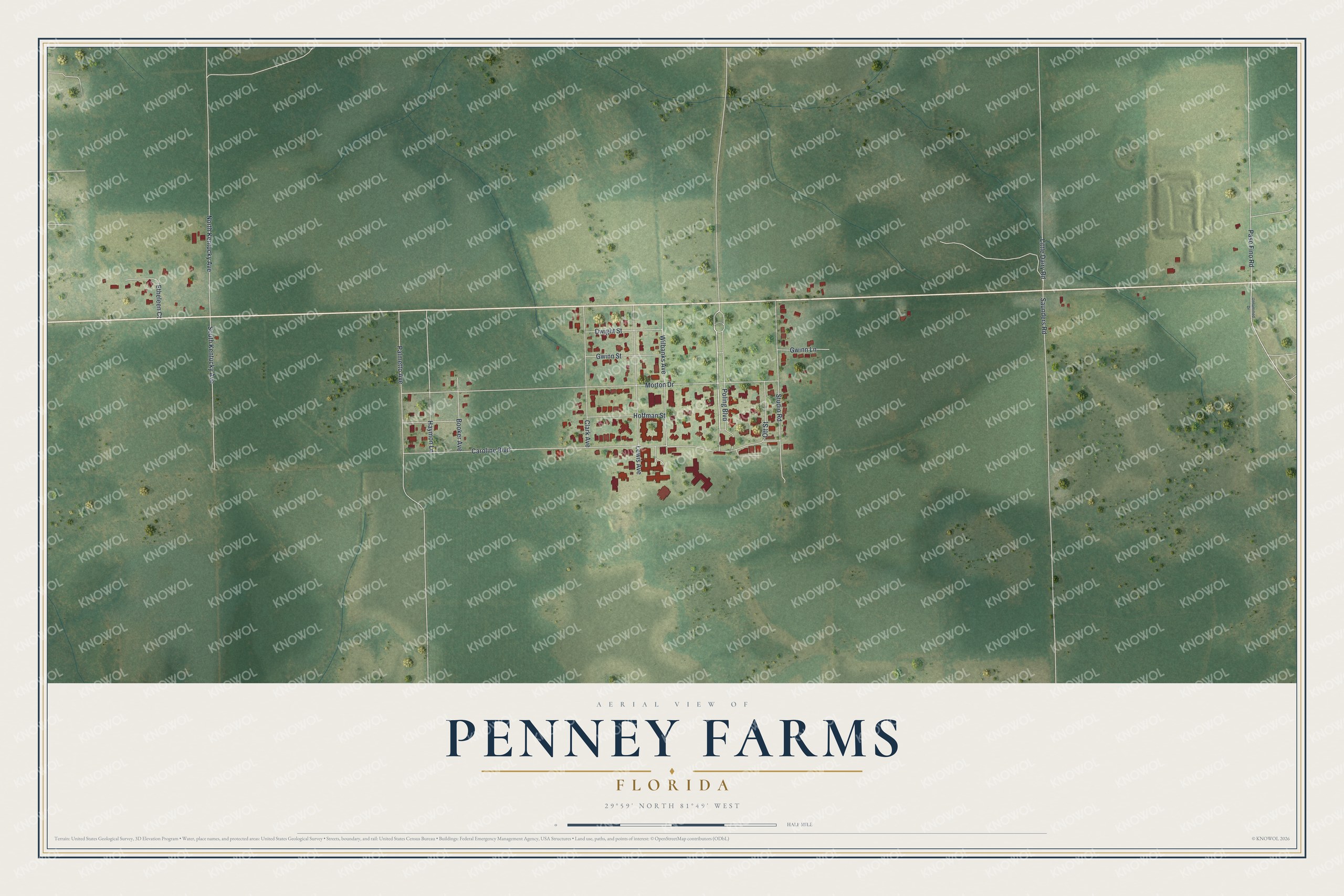 Watermarked full-map preview of Penney Farms, Florida