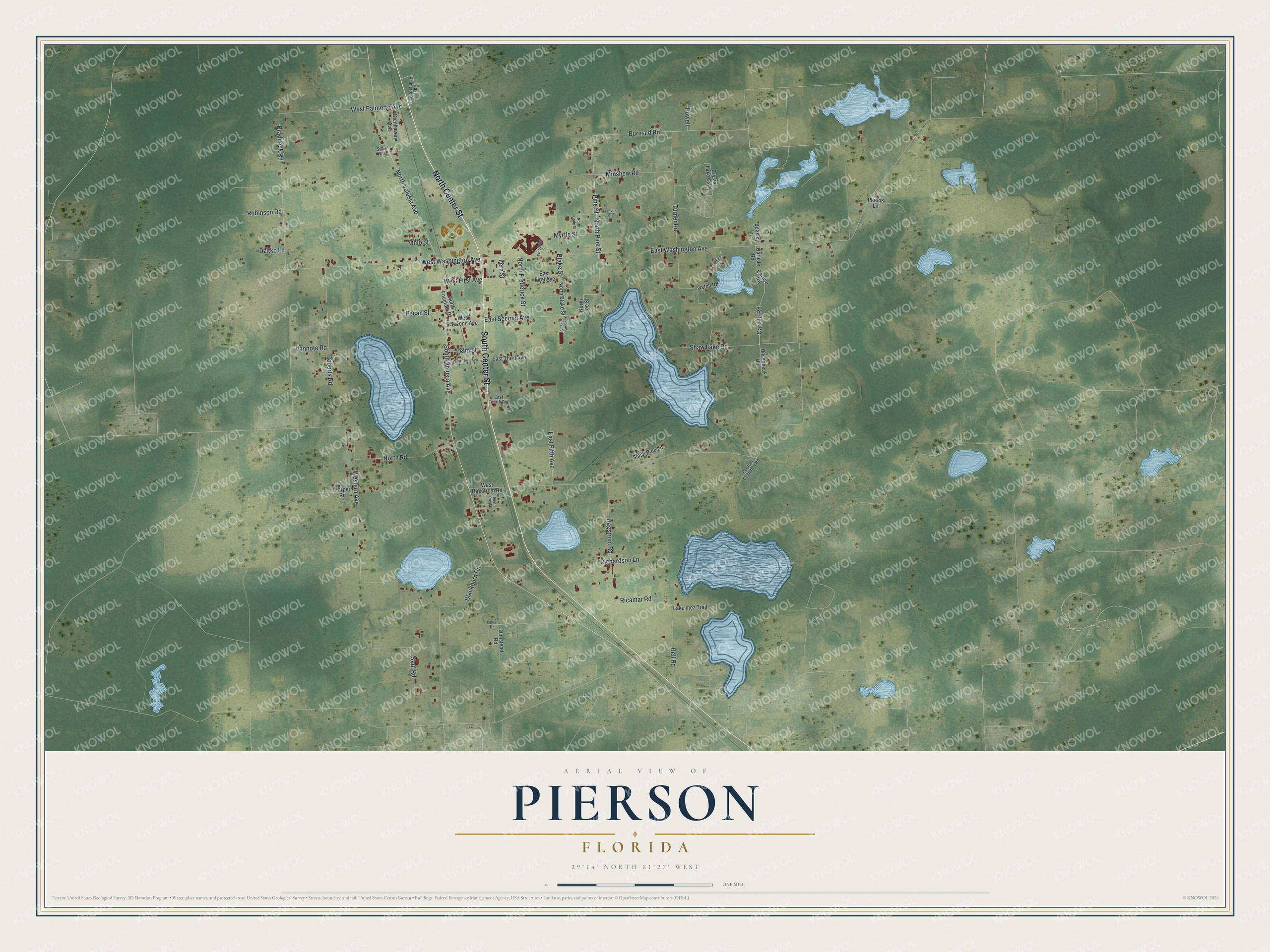 Watermarked full-map preview of Pierson, Florida