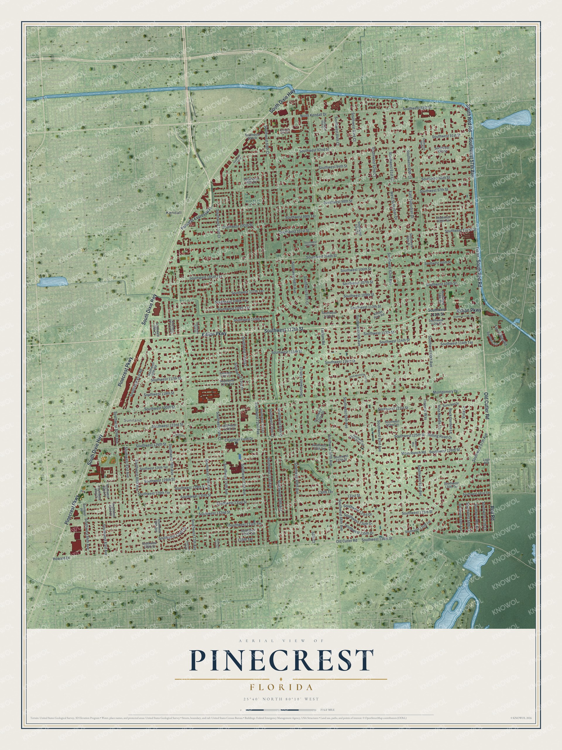 Watermarked full-map preview of Pinecrest, Florida