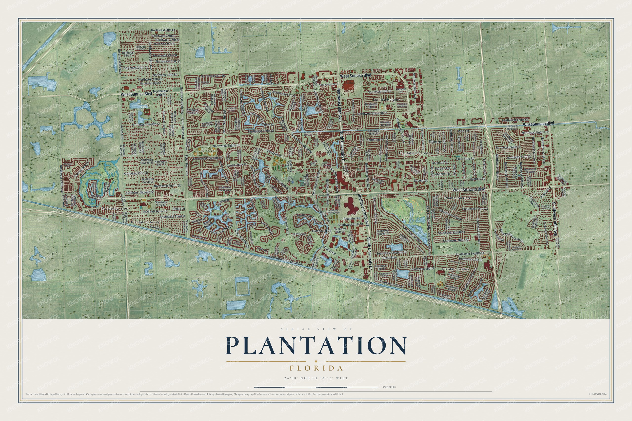 Watermarked full-map preview of Plantation, Florida