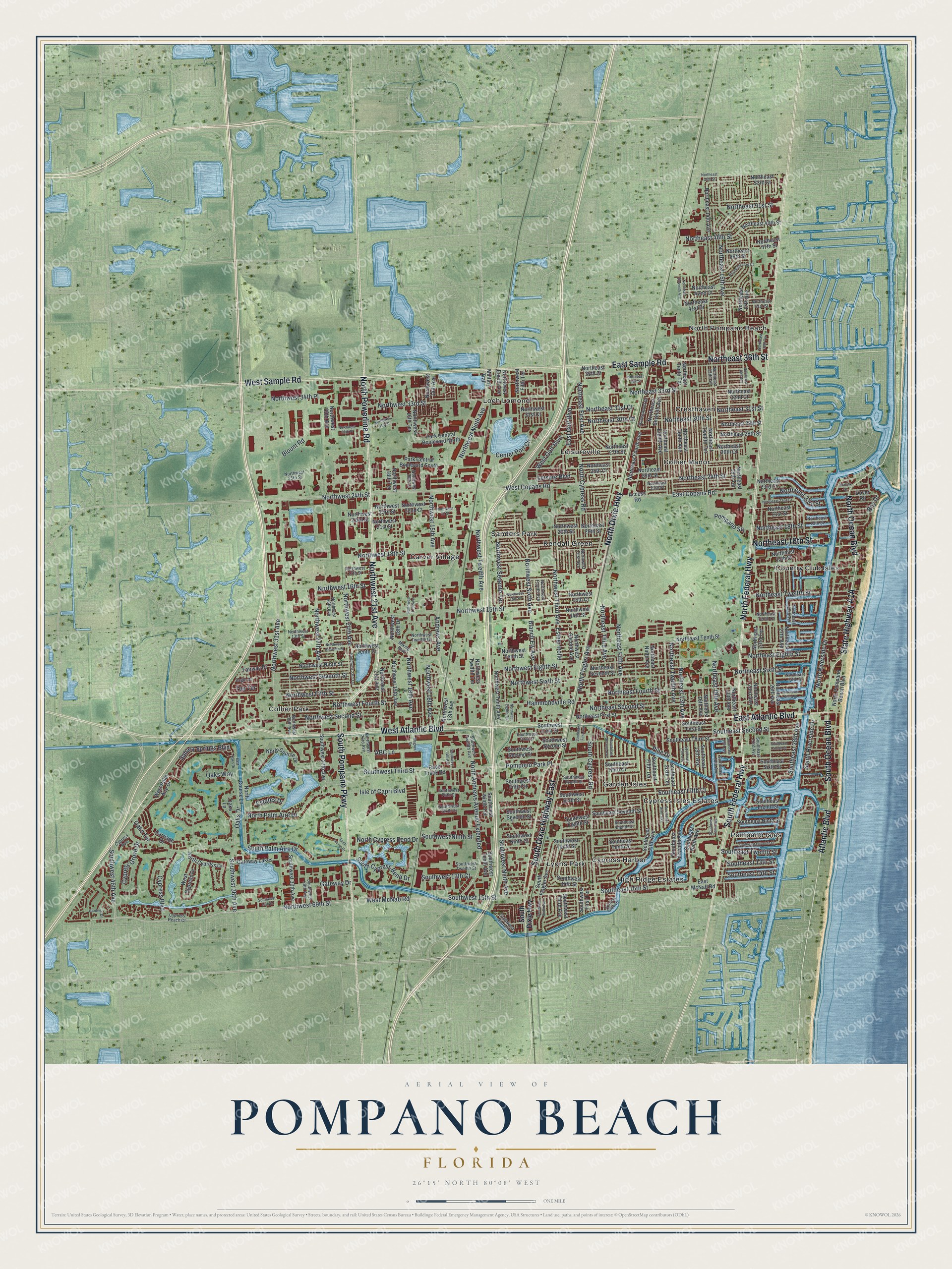 Watermarked full-map preview of Pompano Beach, Florida