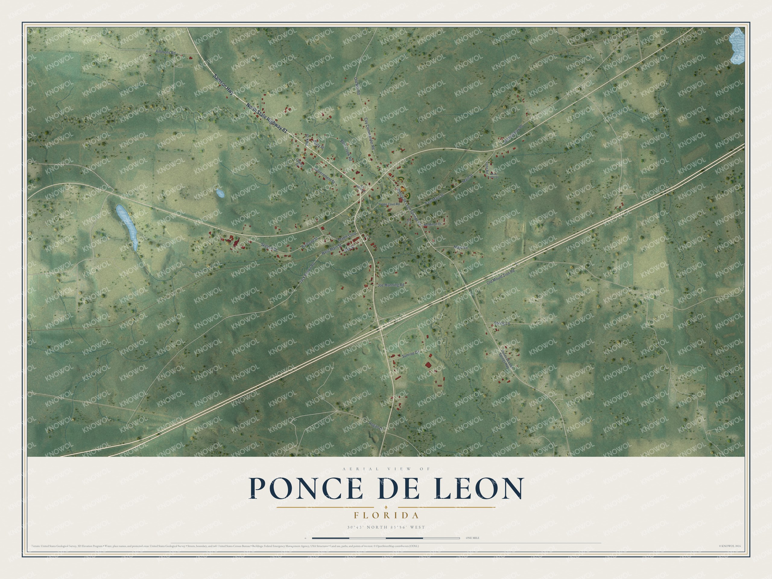 Watermarked full-map preview of Ponce de Leon, Florida