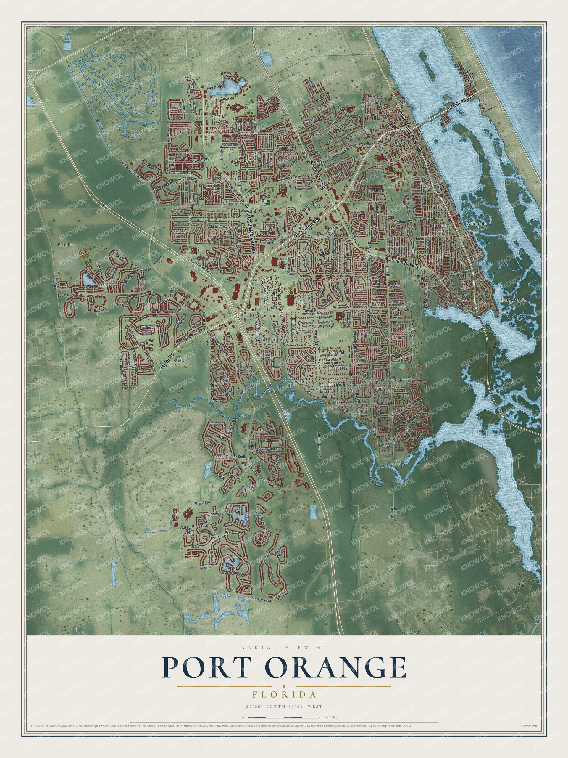 Watermarked full-map preview of Port Orange, Florida