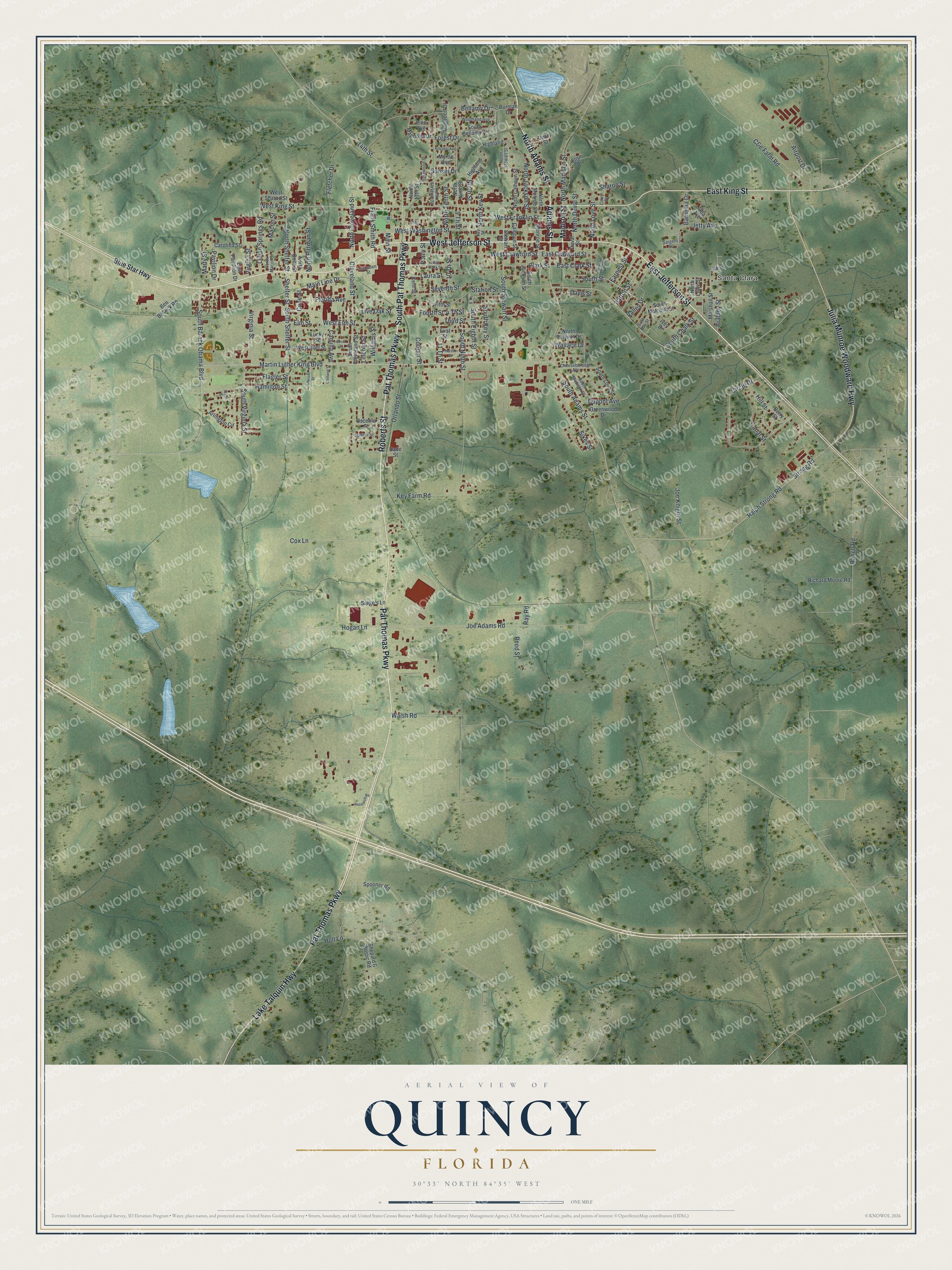 Watermarked full-map preview of Quincy, Florida