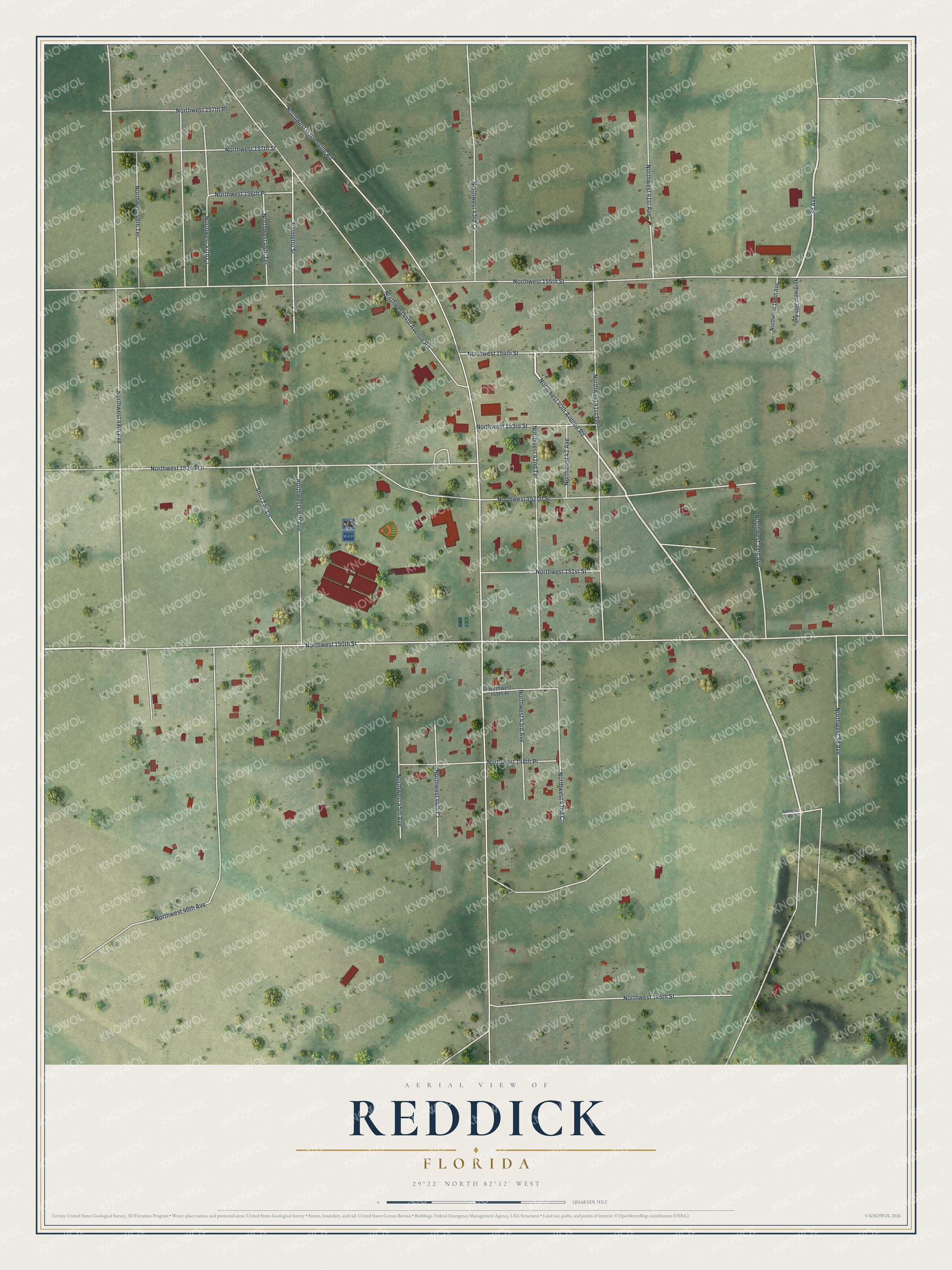 Watermarked full-map preview of Reddick, Florida