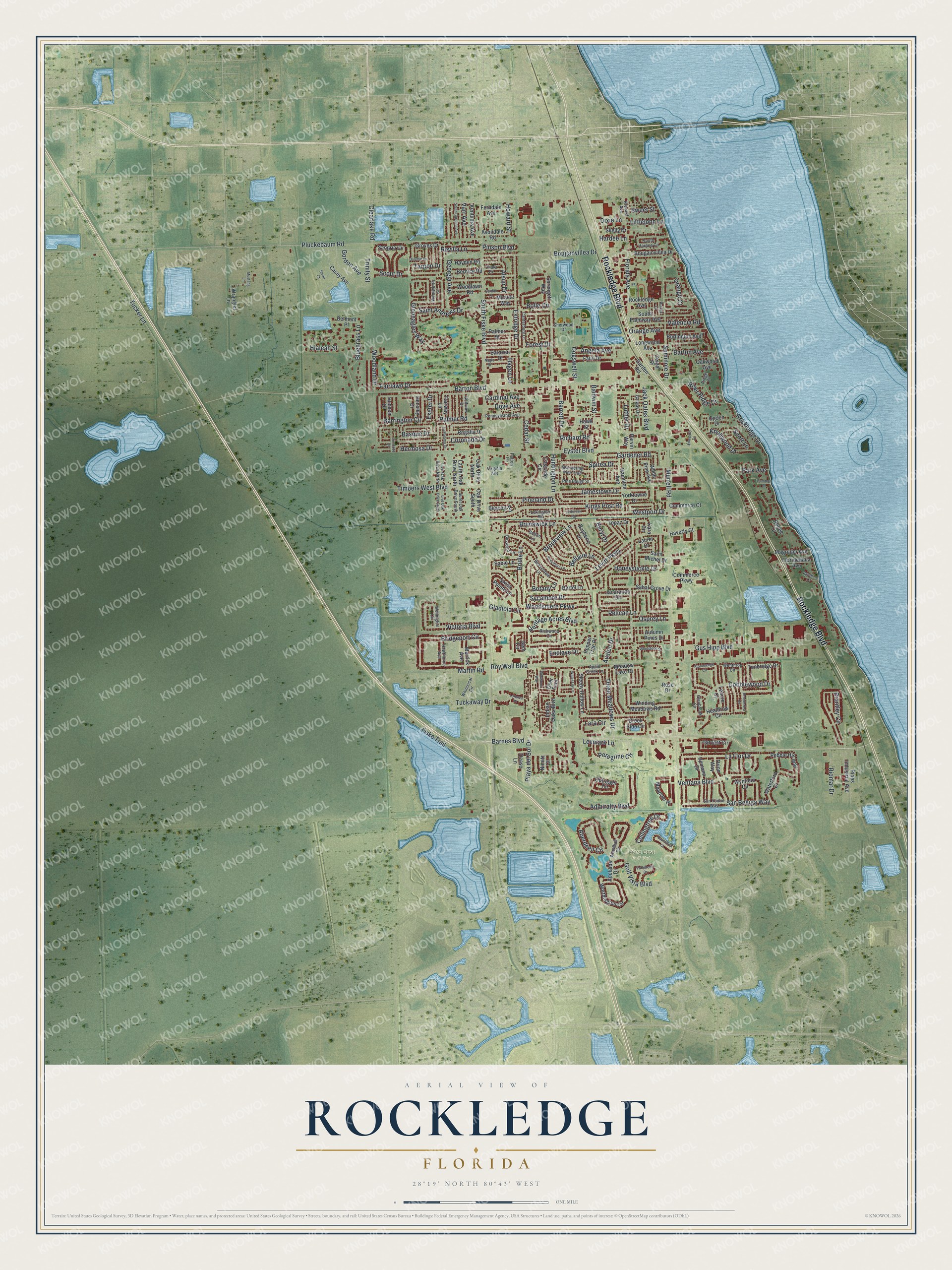 Watermarked full-map preview of Rockledge, Florida