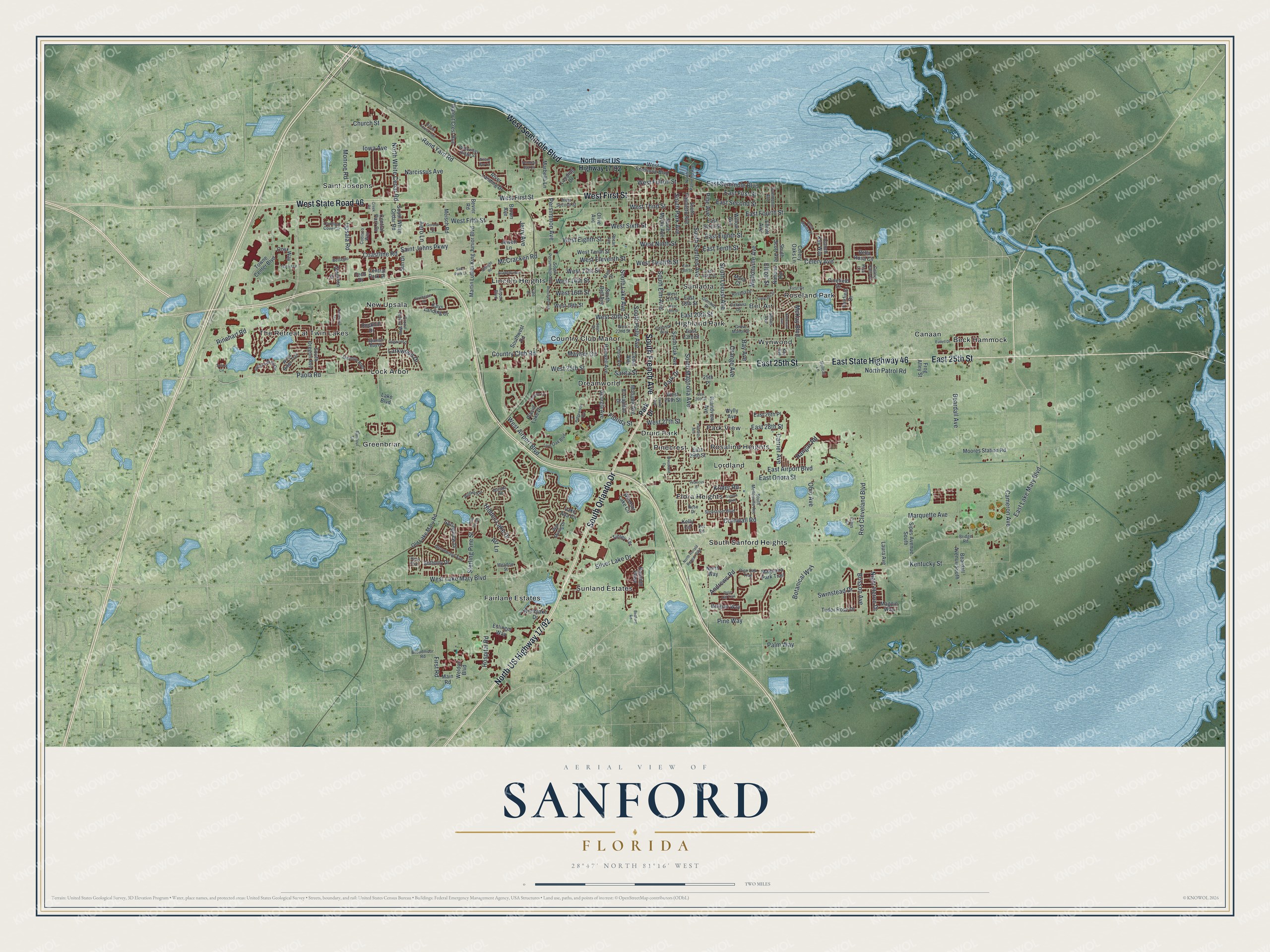 Watermarked full-map preview of Sanford, Florida