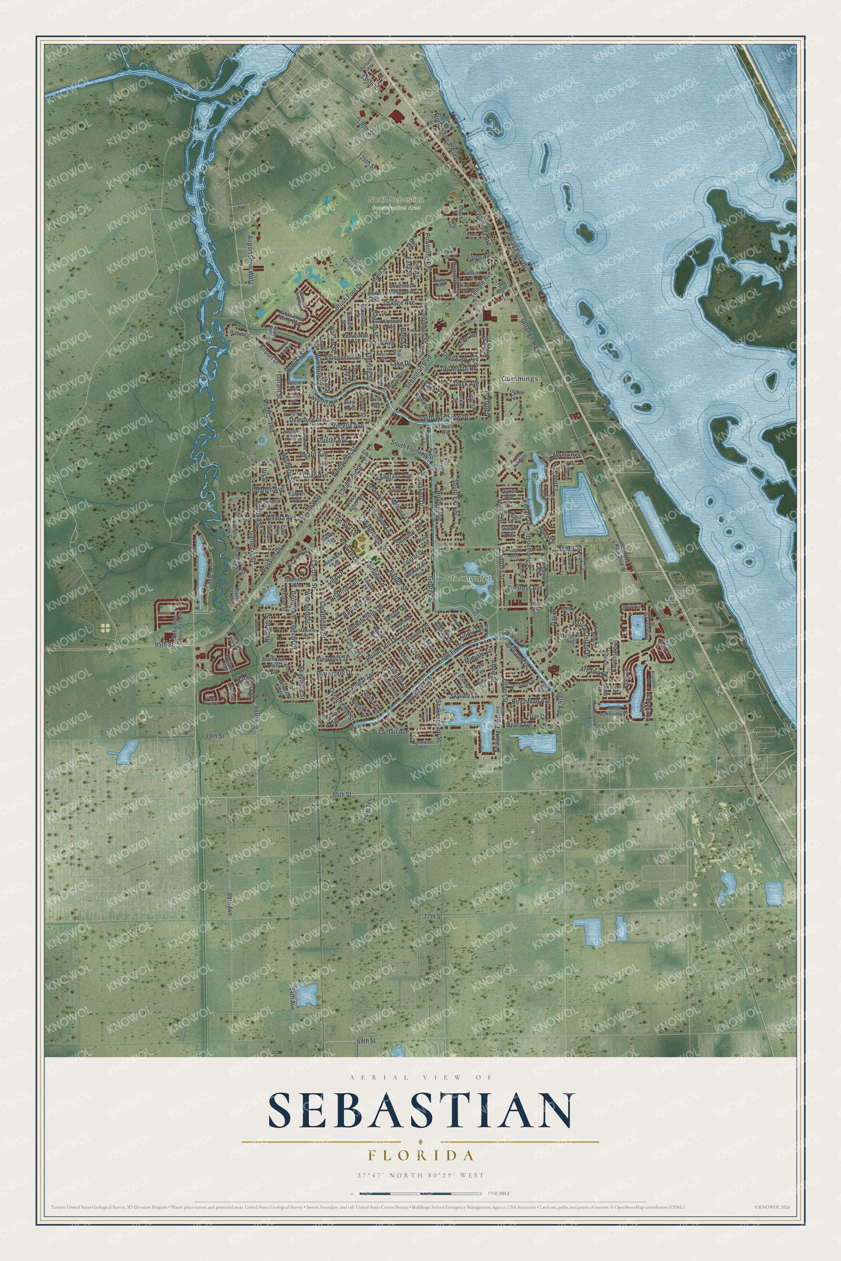 Watermarked full-map preview of Sebastian, Florida