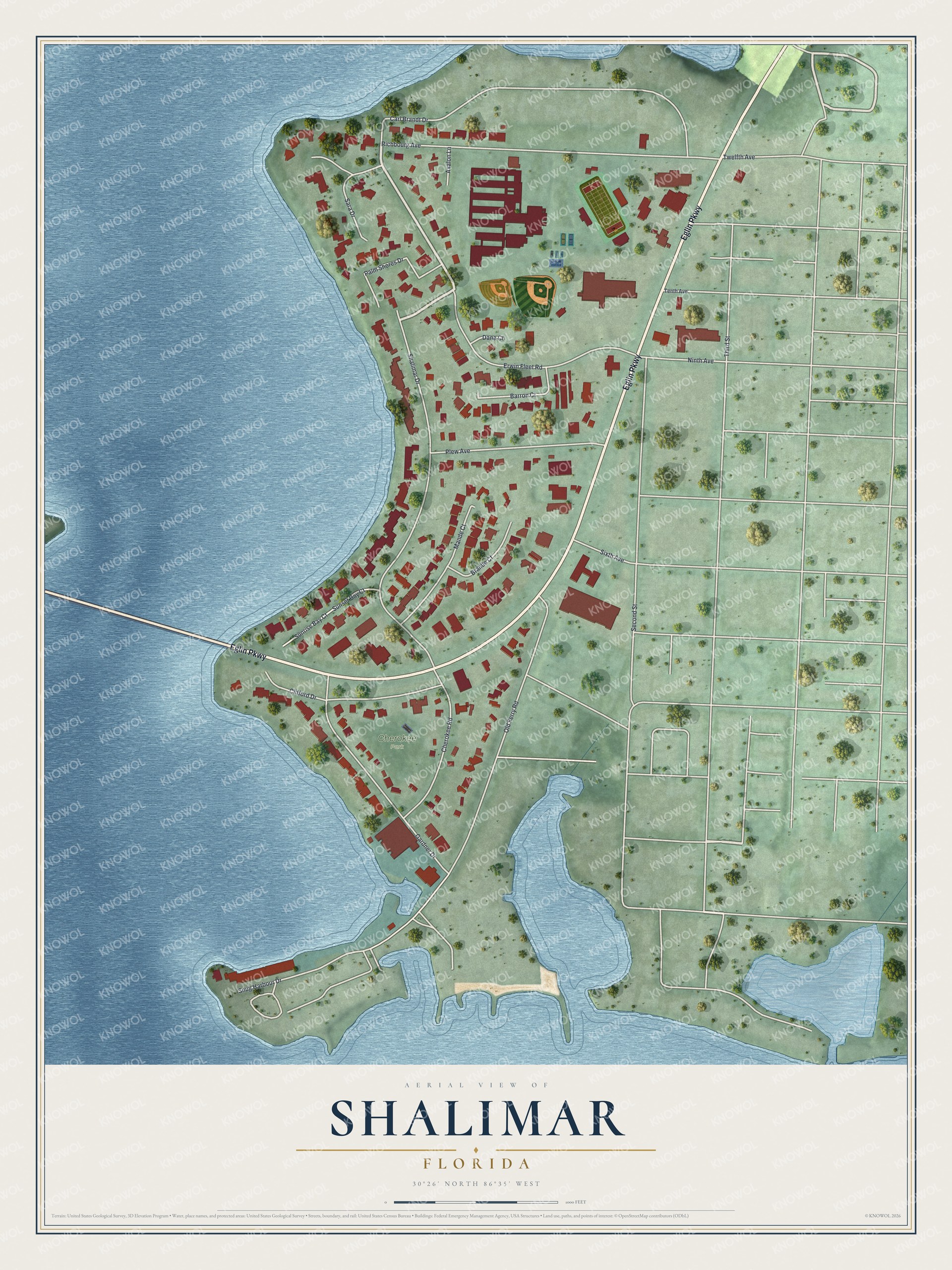 Watermarked full-map preview of Shalimar, Florida