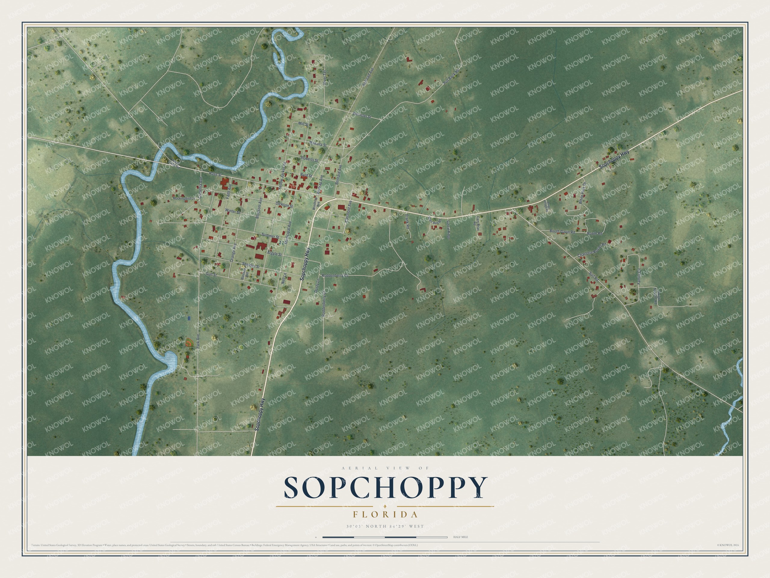 Watermarked full-map preview of Sopchoppy, Florida