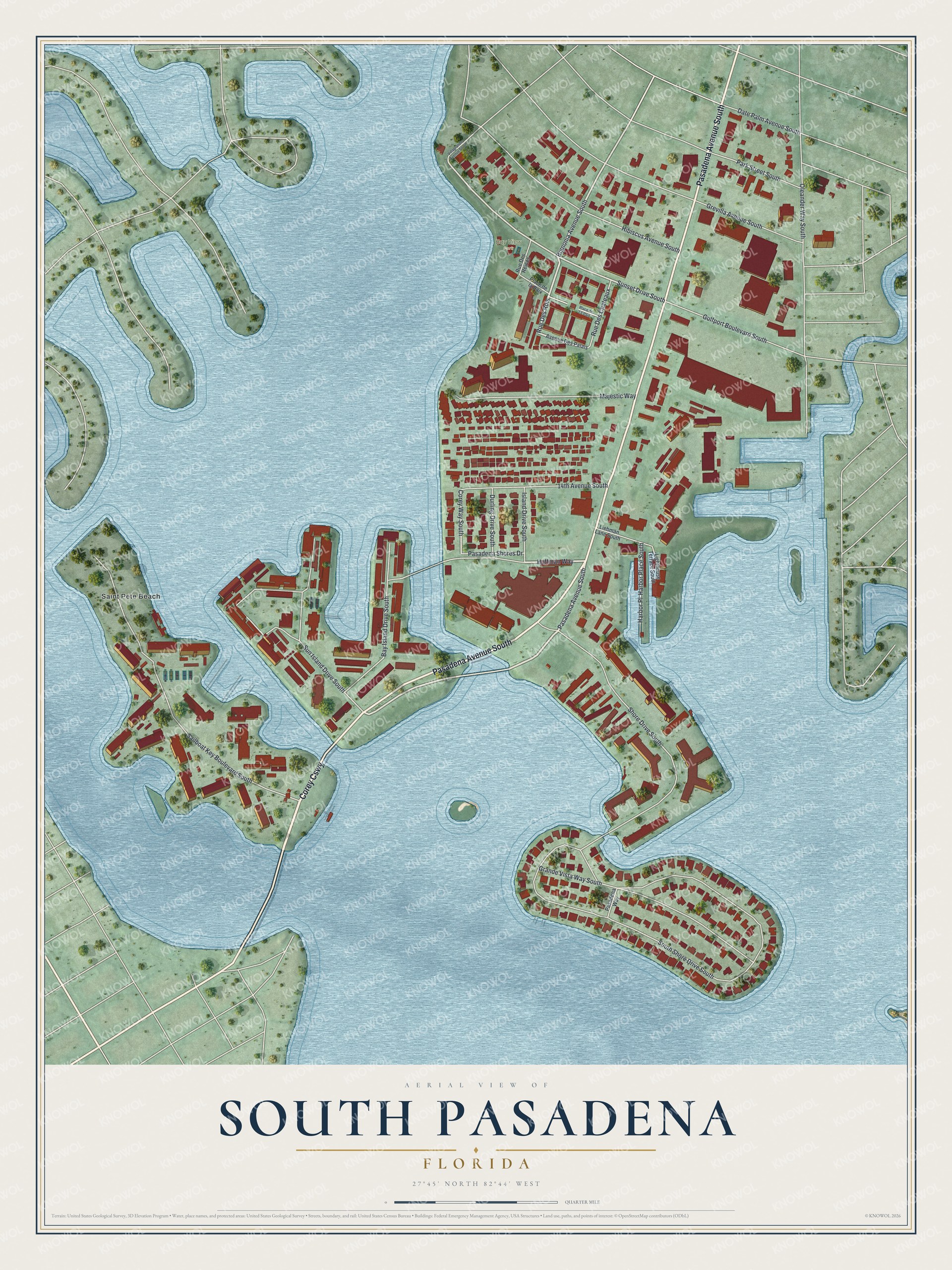 Watermarked full-map preview of South Pasadena, Florida