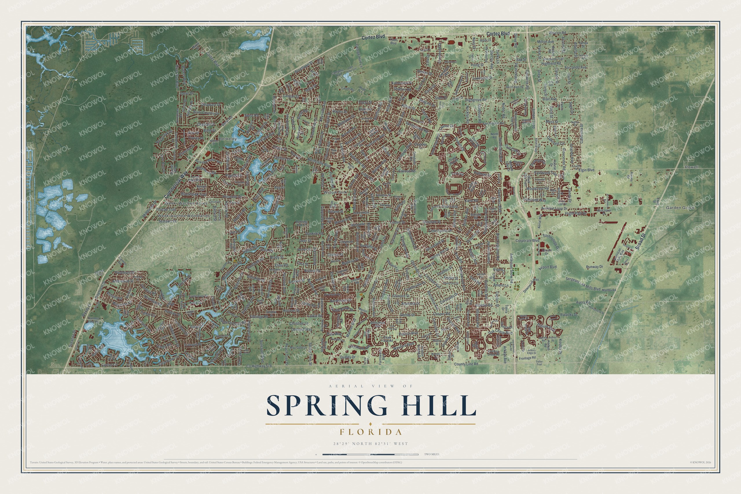 Watermarked full-map preview of Spring Hill, Florida