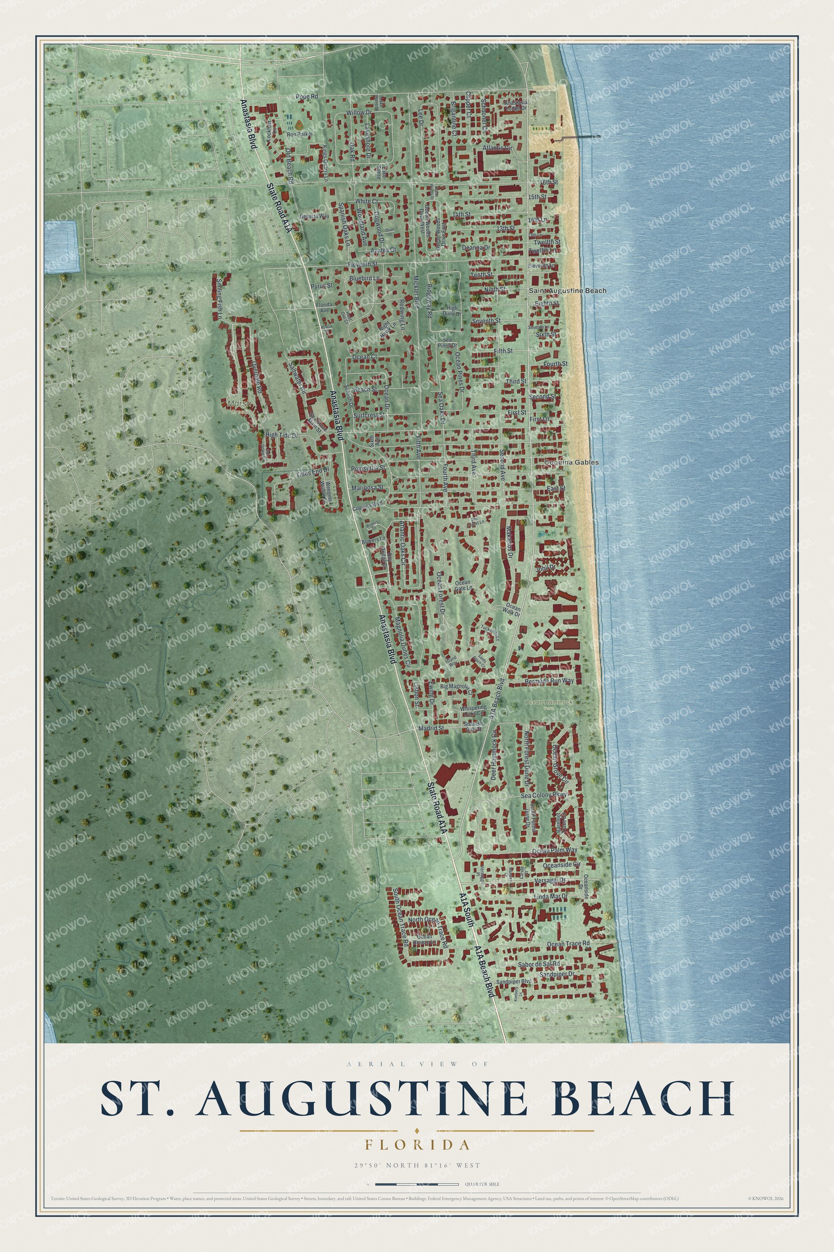 Watermarked full-map preview of St. Augustine Beach, Florida