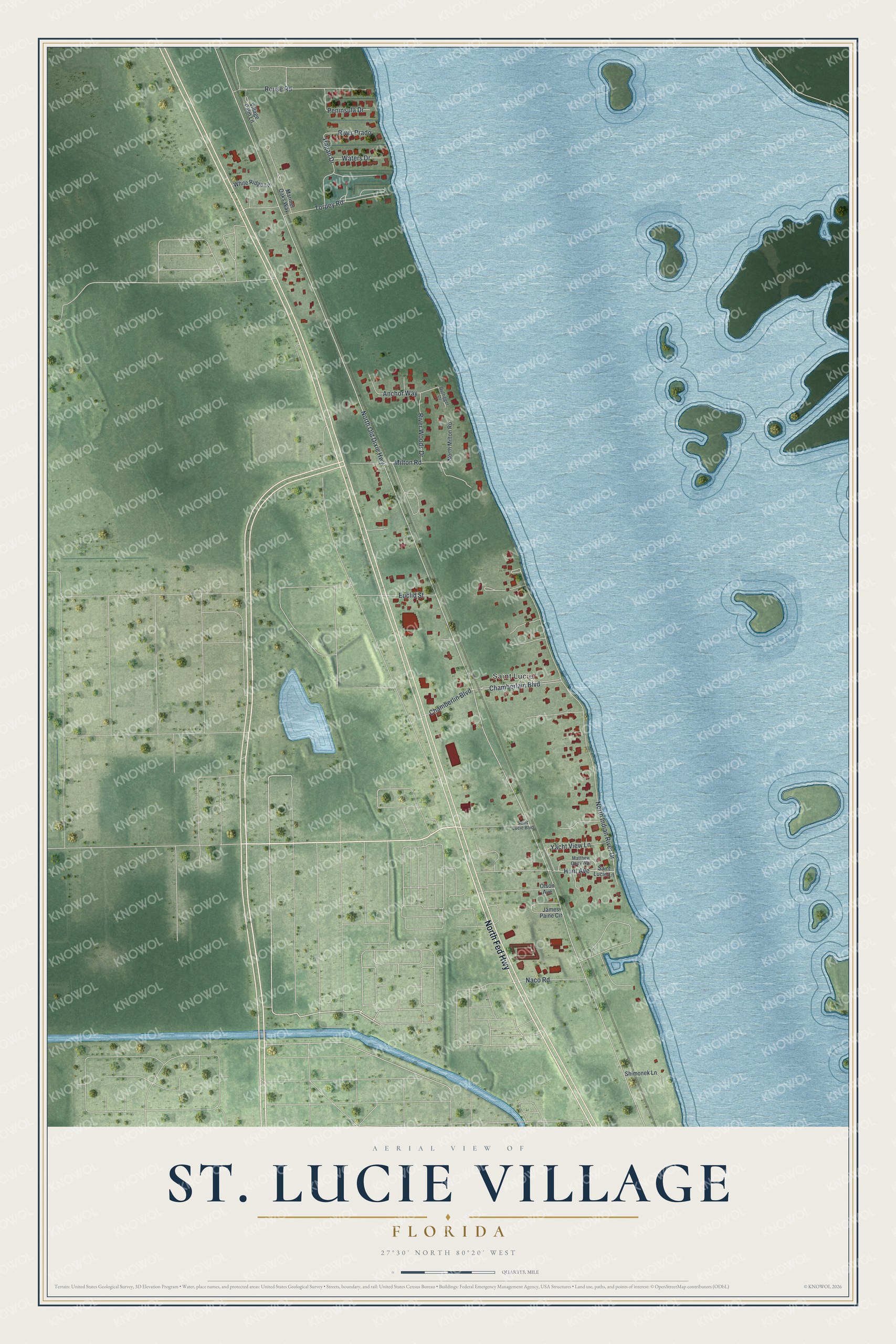 Watermarked full-map preview of St. Lucie Village, Florida