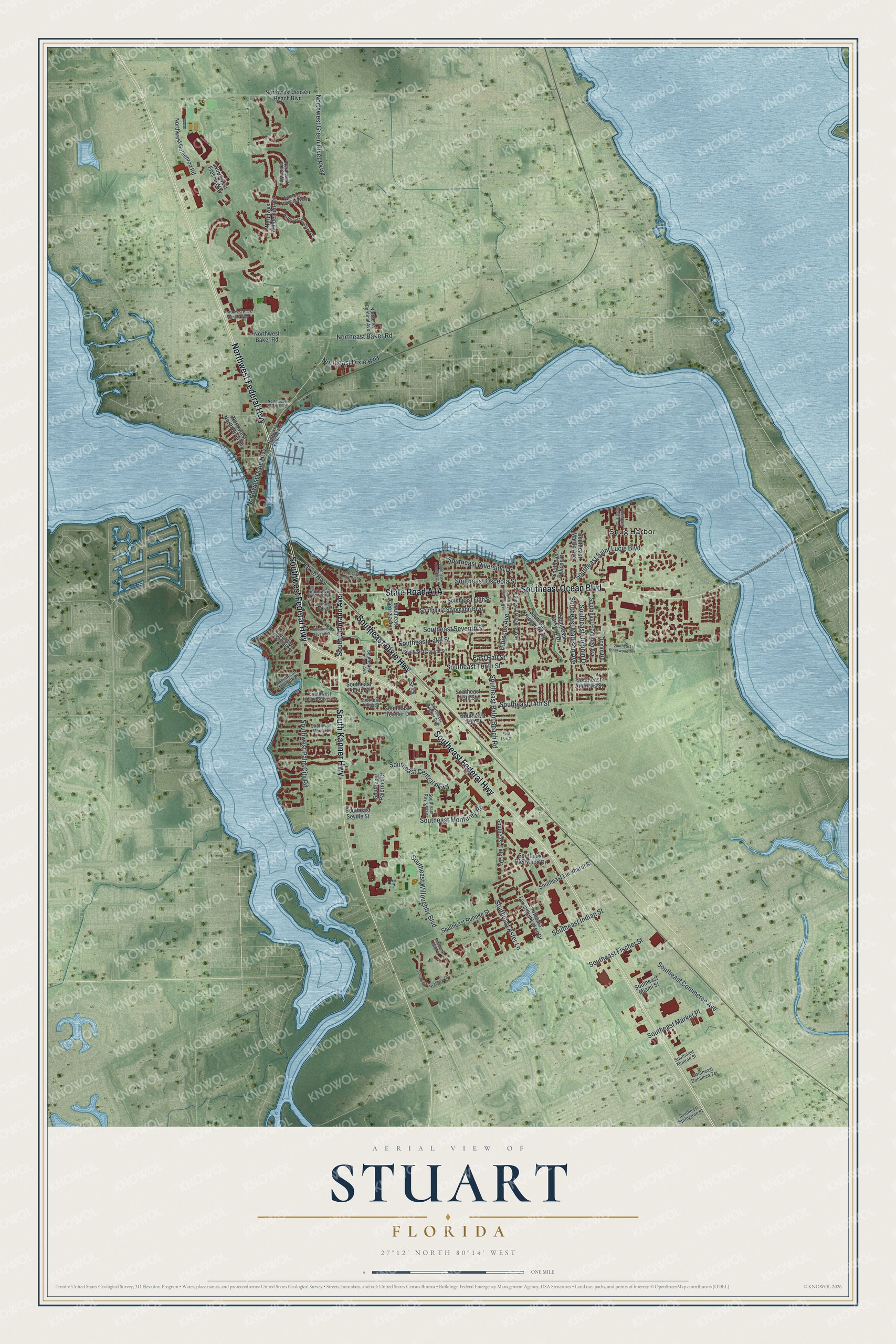 Watermarked full-map preview of Stuart, Florida