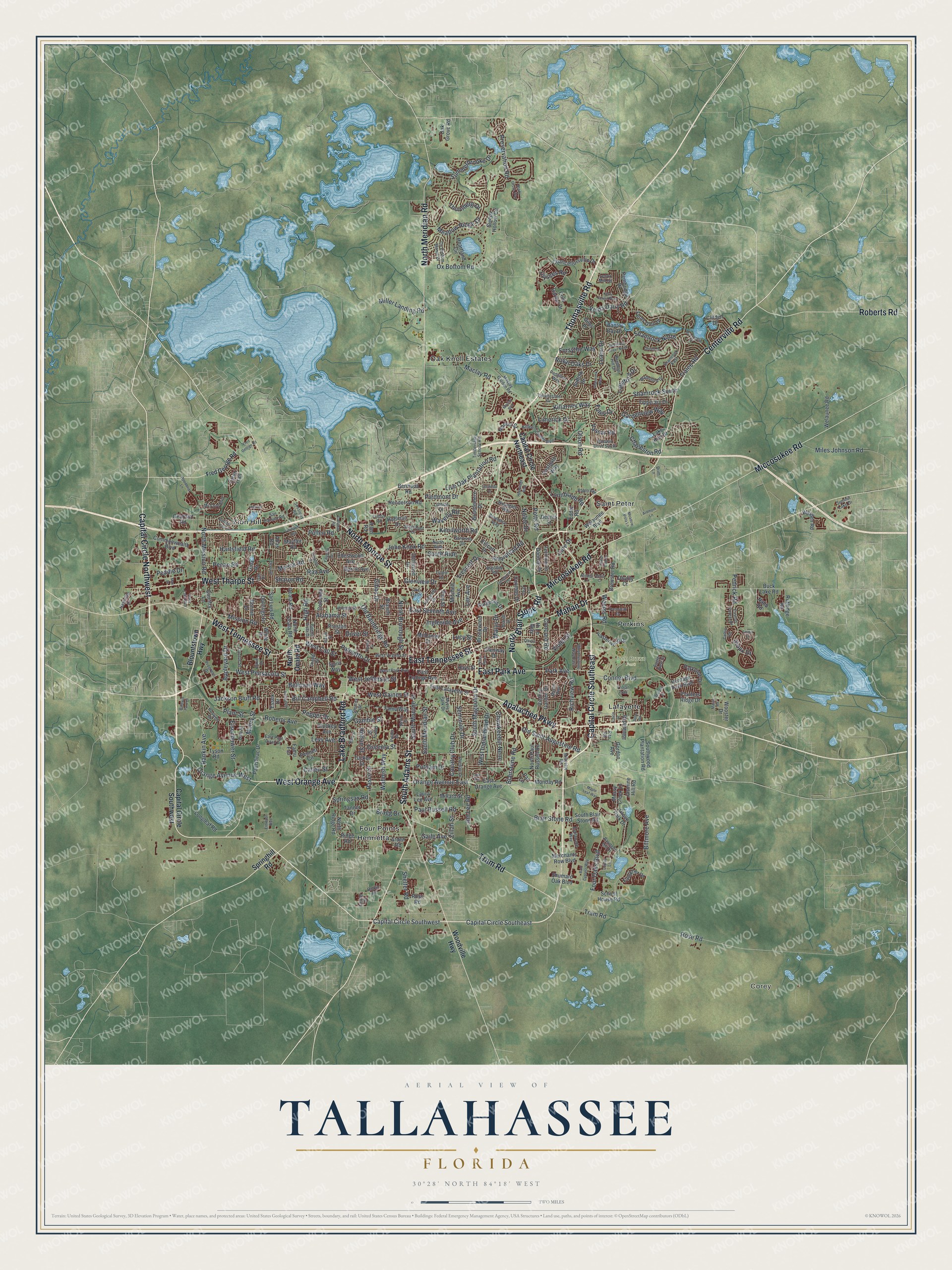 Watermarked full-map preview of Tallahassee, Florida