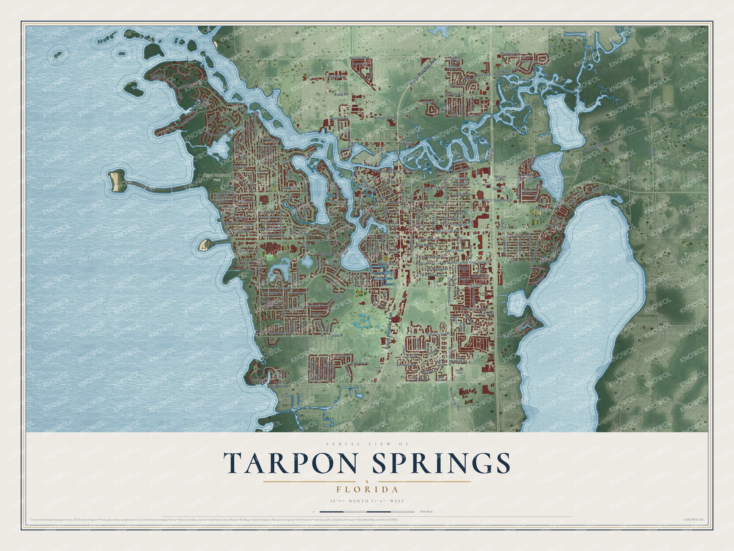 Watermarked full-map preview of Tarpon Springs, Florida