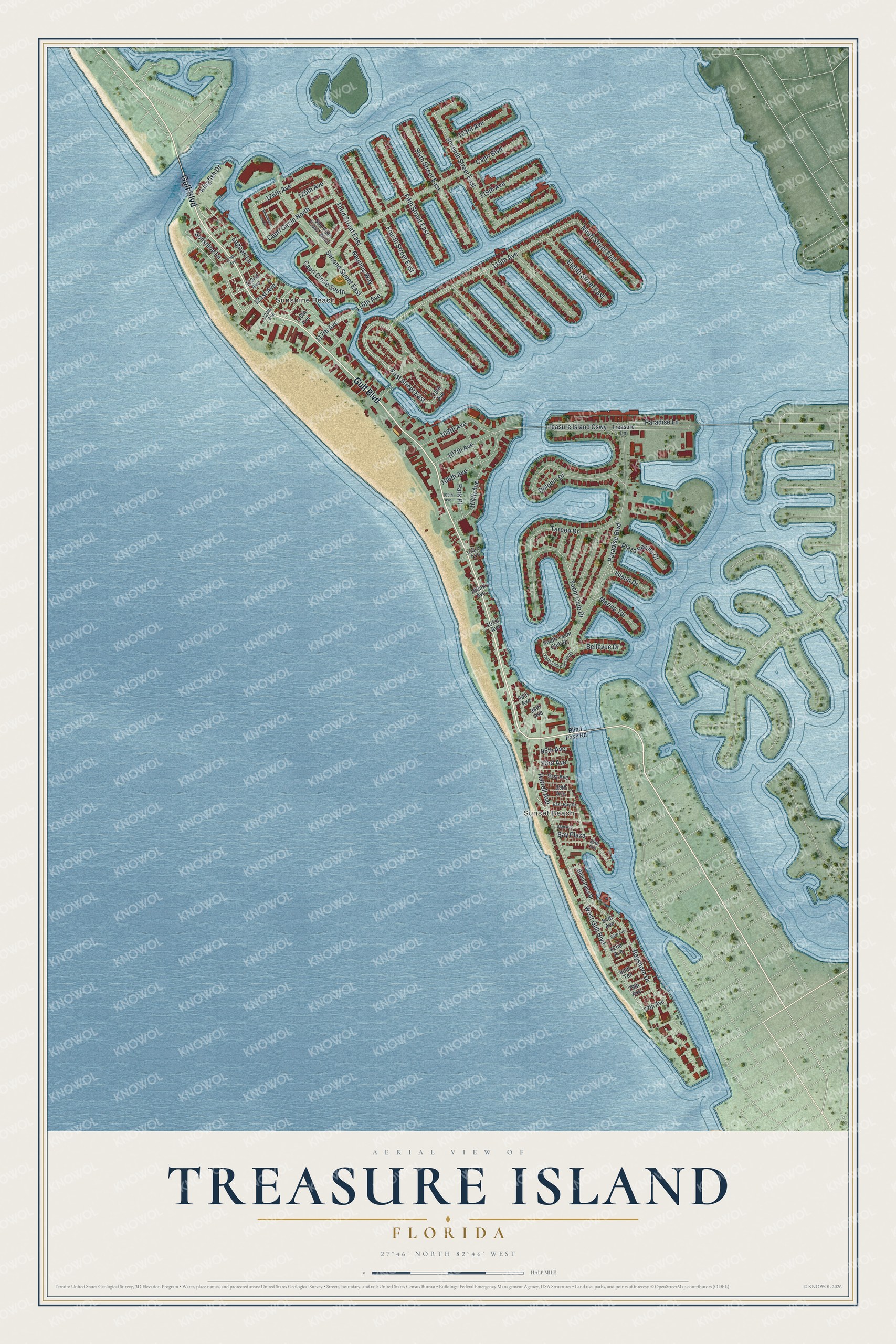 Watermarked full-map preview of Treasure Island, Florida
