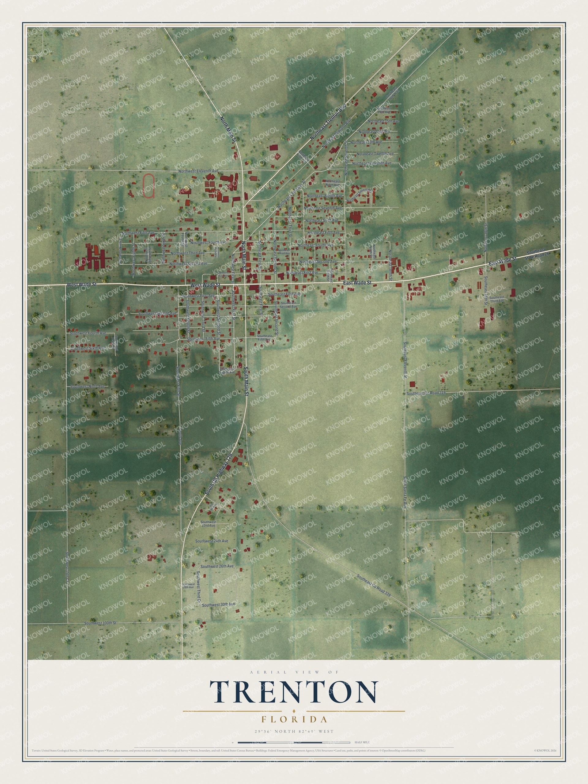 Watermarked full-map preview of Trenton, Florida