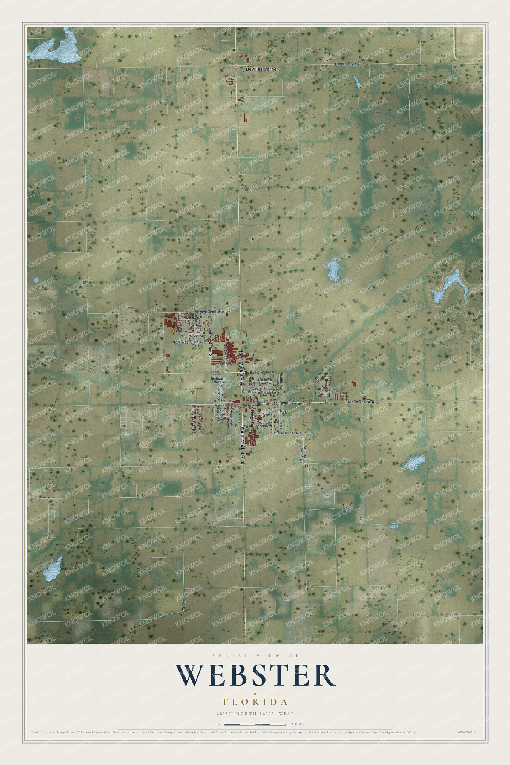 Watermarked full-map preview of Webster, Florida