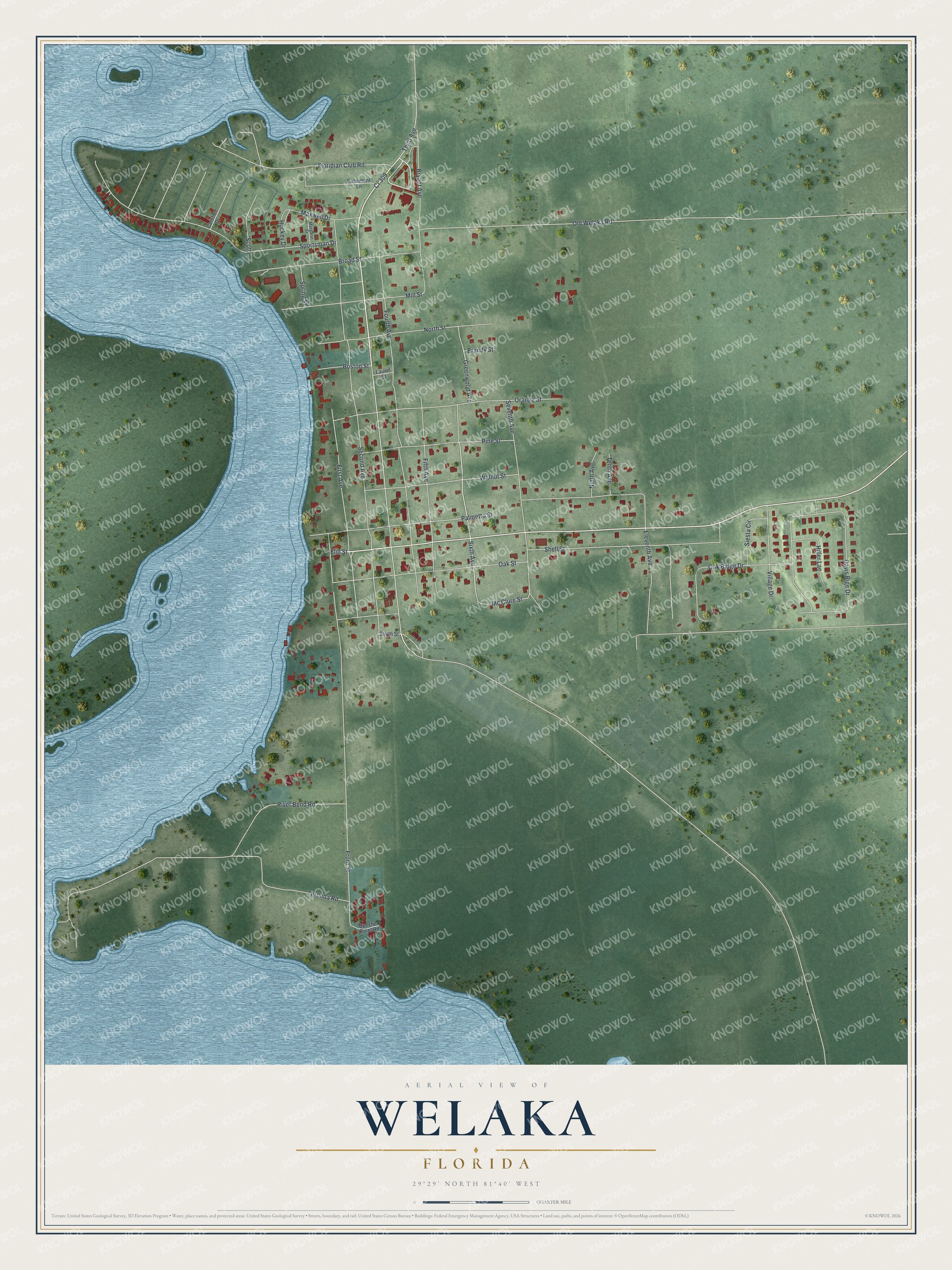 Watermarked full-map preview of Welaka, Florida