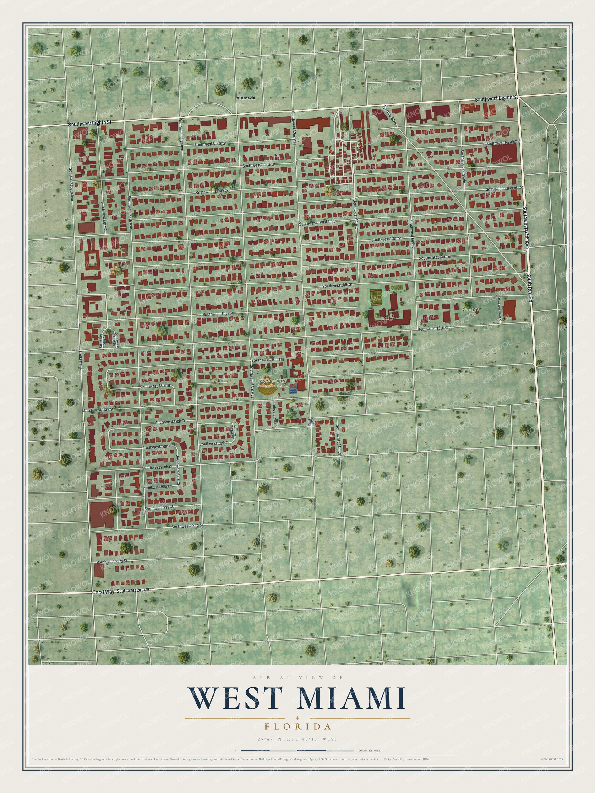 Watermarked full-map preview of West Miami, Florida