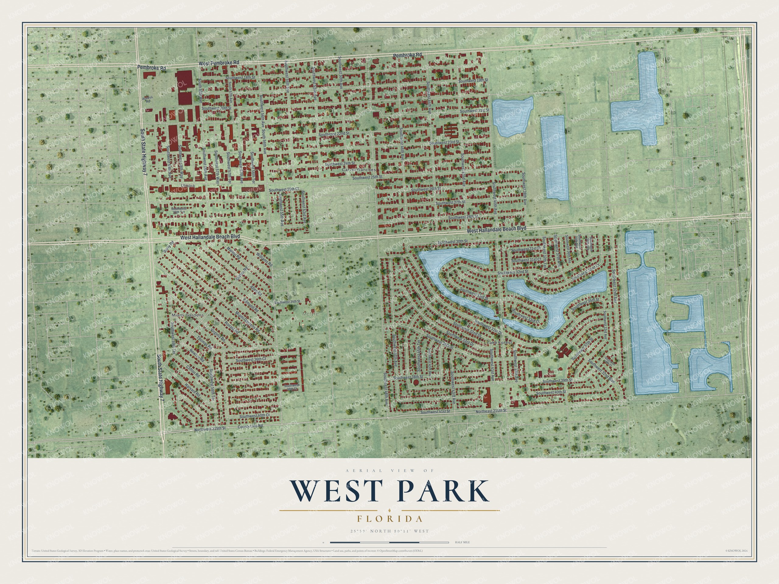 Watermarked full-map preview of West Park, Florida