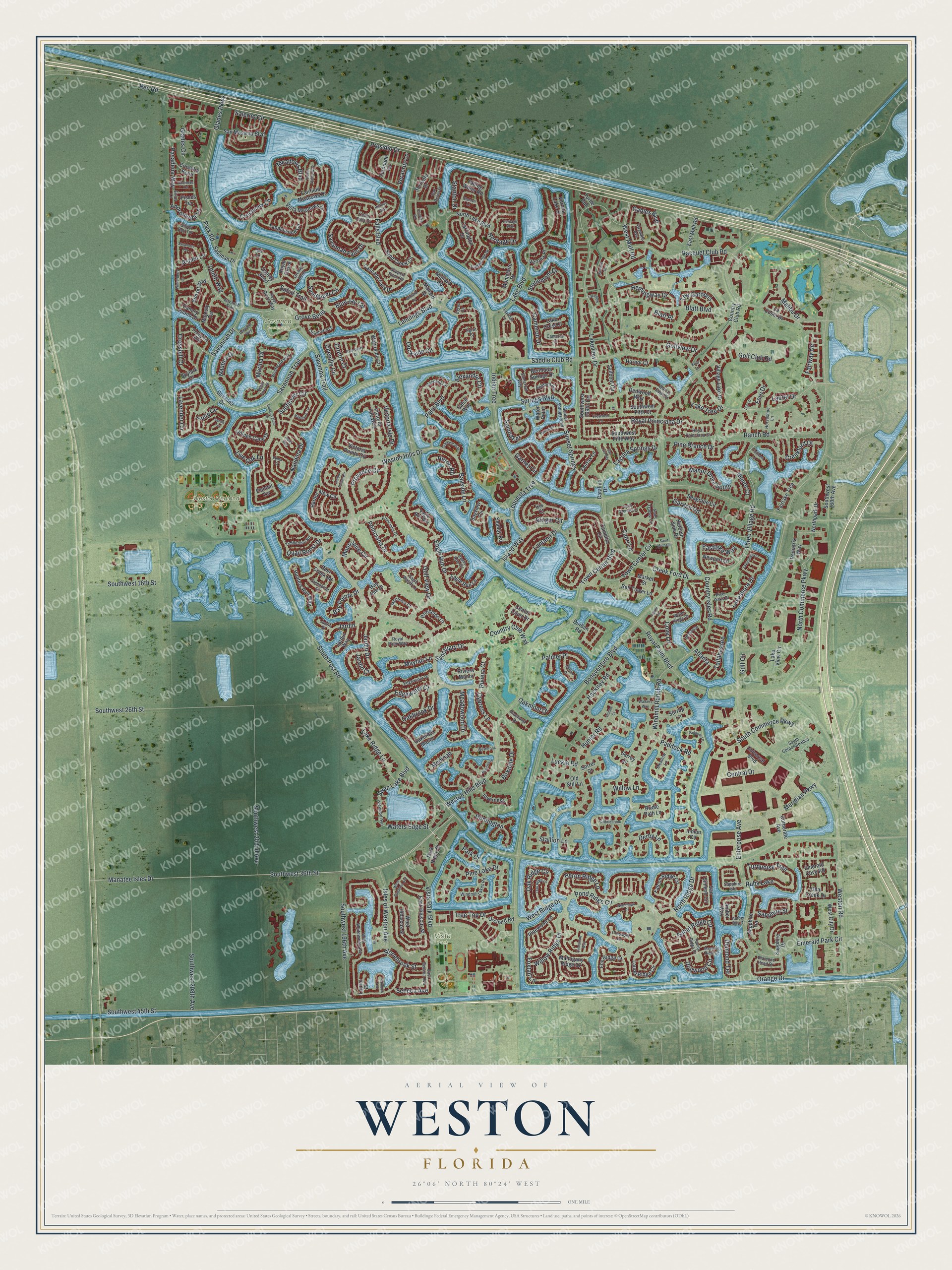 Watermarked full-map preview of Weston, Florida
